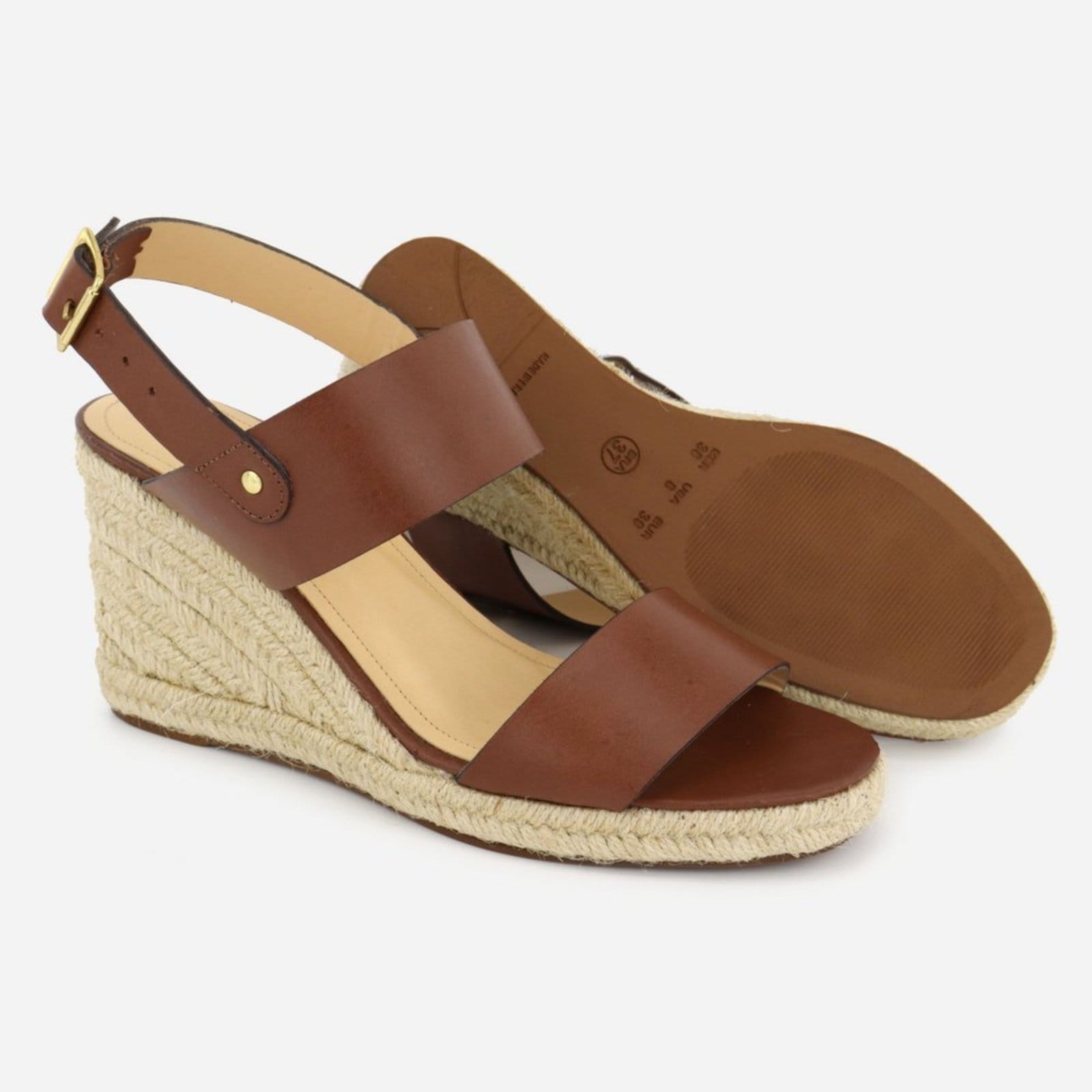 Vista 2 Tamanco Anabela Couro Maria Paula Salto Grosso MARIA PAULA marrom