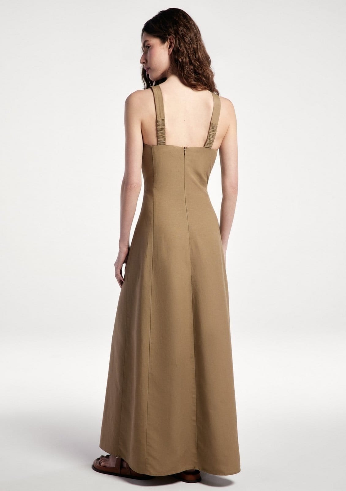 Vista 2 Vestido Longo Em Viscolinho Hering bege