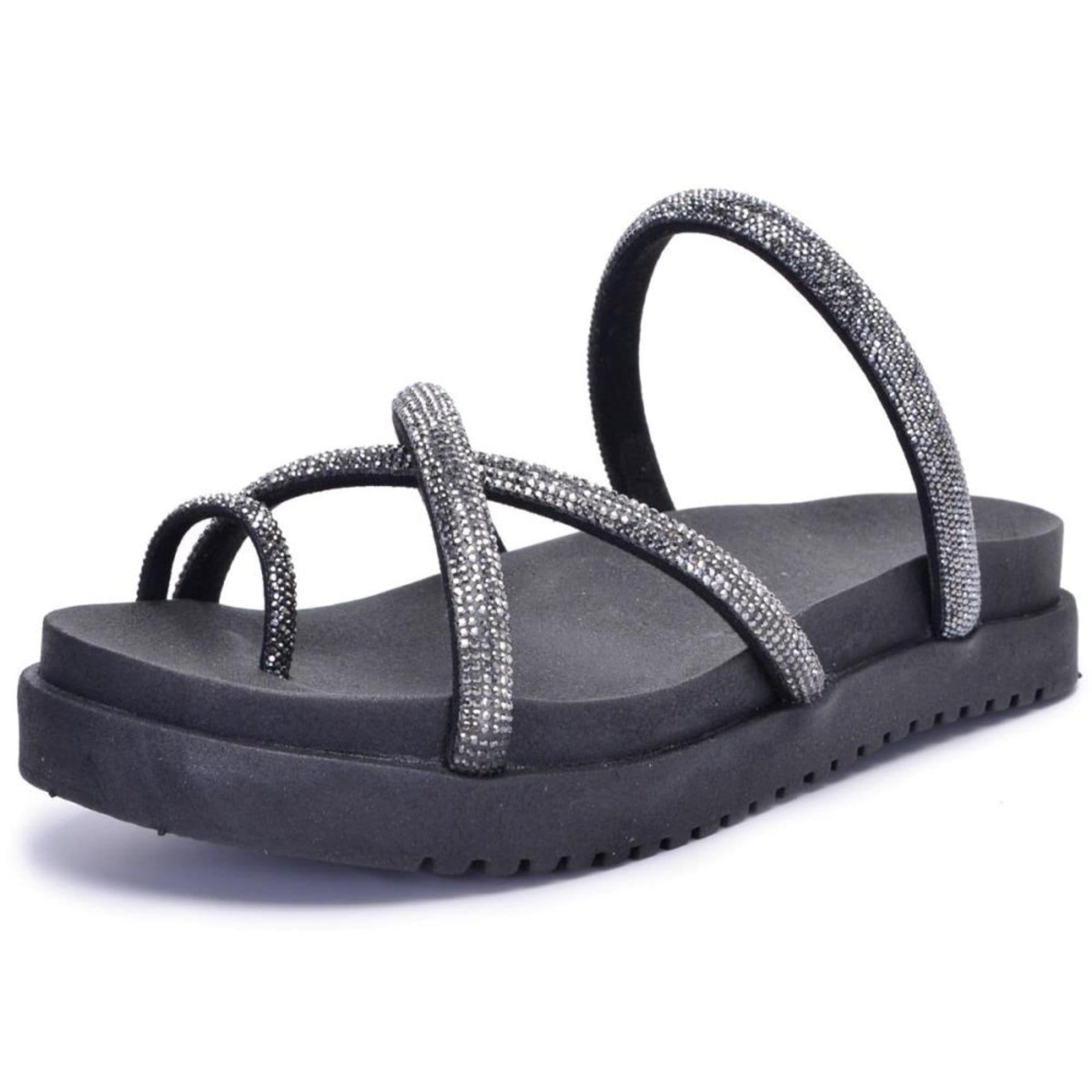 Papete Feminina Glitter Tiras DFT Wind Preta Peccato | Clube do Sapatato de Franca