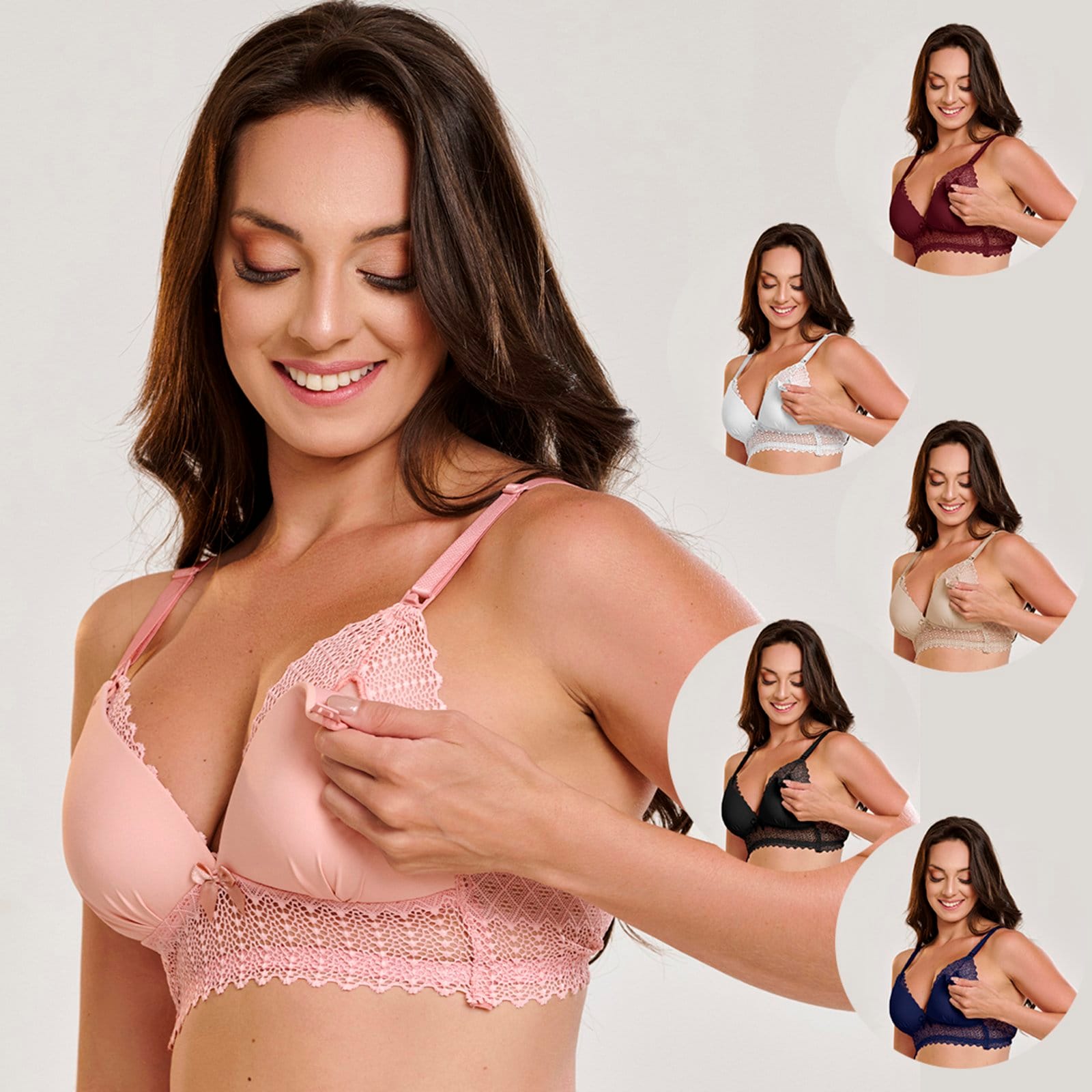 Kit 2 Sutiãs de Amamentação Gabi Lingerie Bojo Confort Gestante Renda