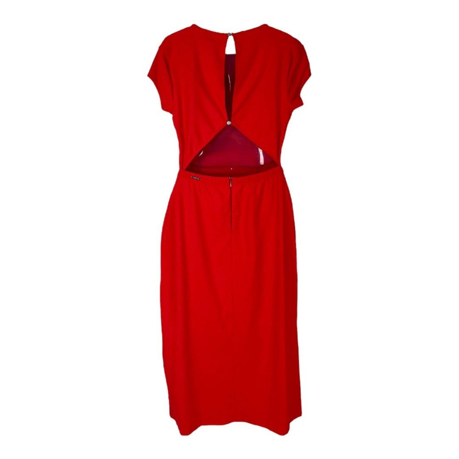 Vista 2 Vestido Comfort Manga Curta com Fenda Triton Luxuri Triton vermelho