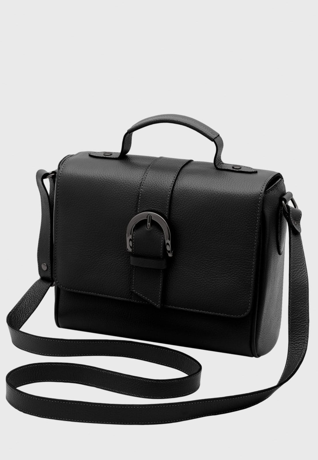 Vista principal Bolsa Transversal Couro Mariart Sauípe Preta Mariart preto