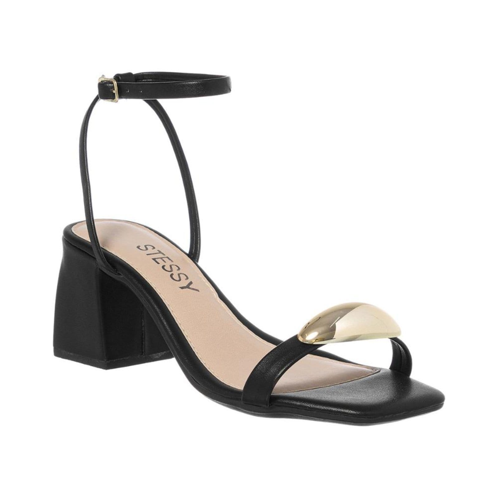 Sandália Feminina Casual Enfeite Metalizado Salto Baixo Moda