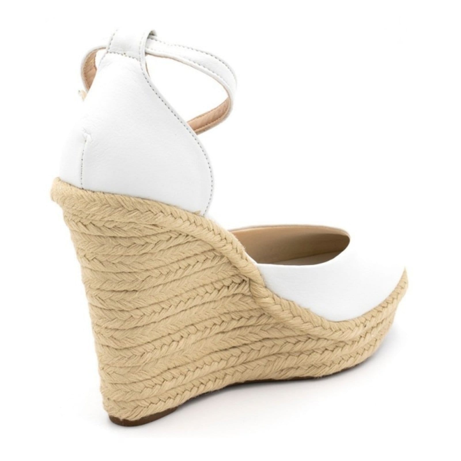Vista 2 Sandália Feminina Anabela Napa Branca Lançamento Flor da Pele branco