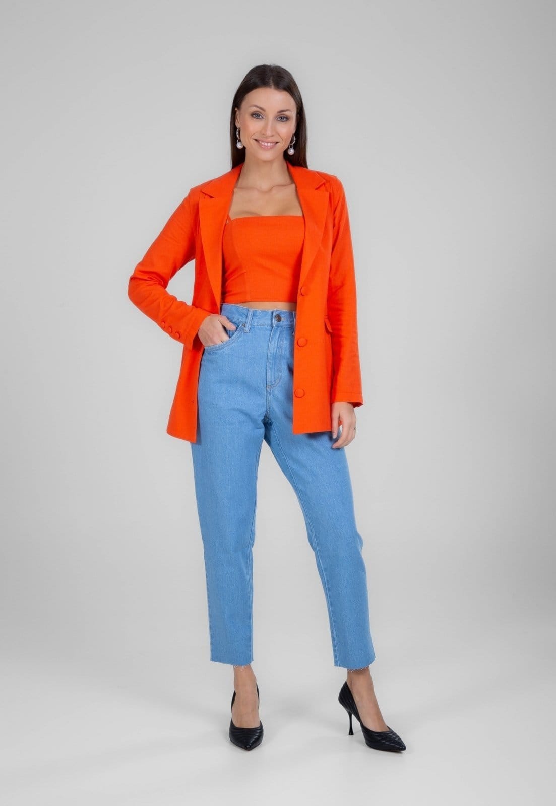 Calça Jeans Traymon Mom 5 Bolsos Claro