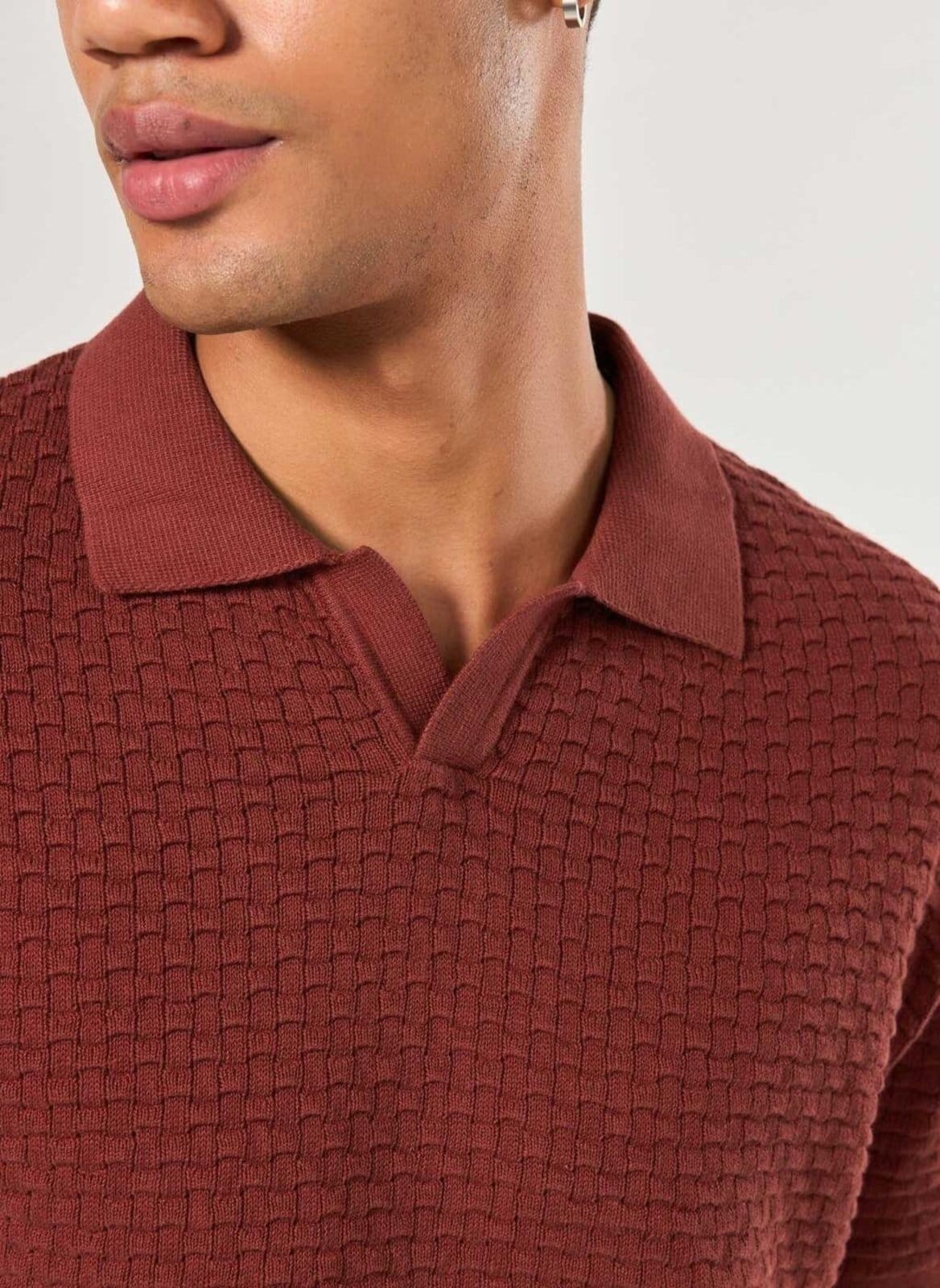 Vista 2 Camiseta Polo Comfort Tricô Youcom bordô