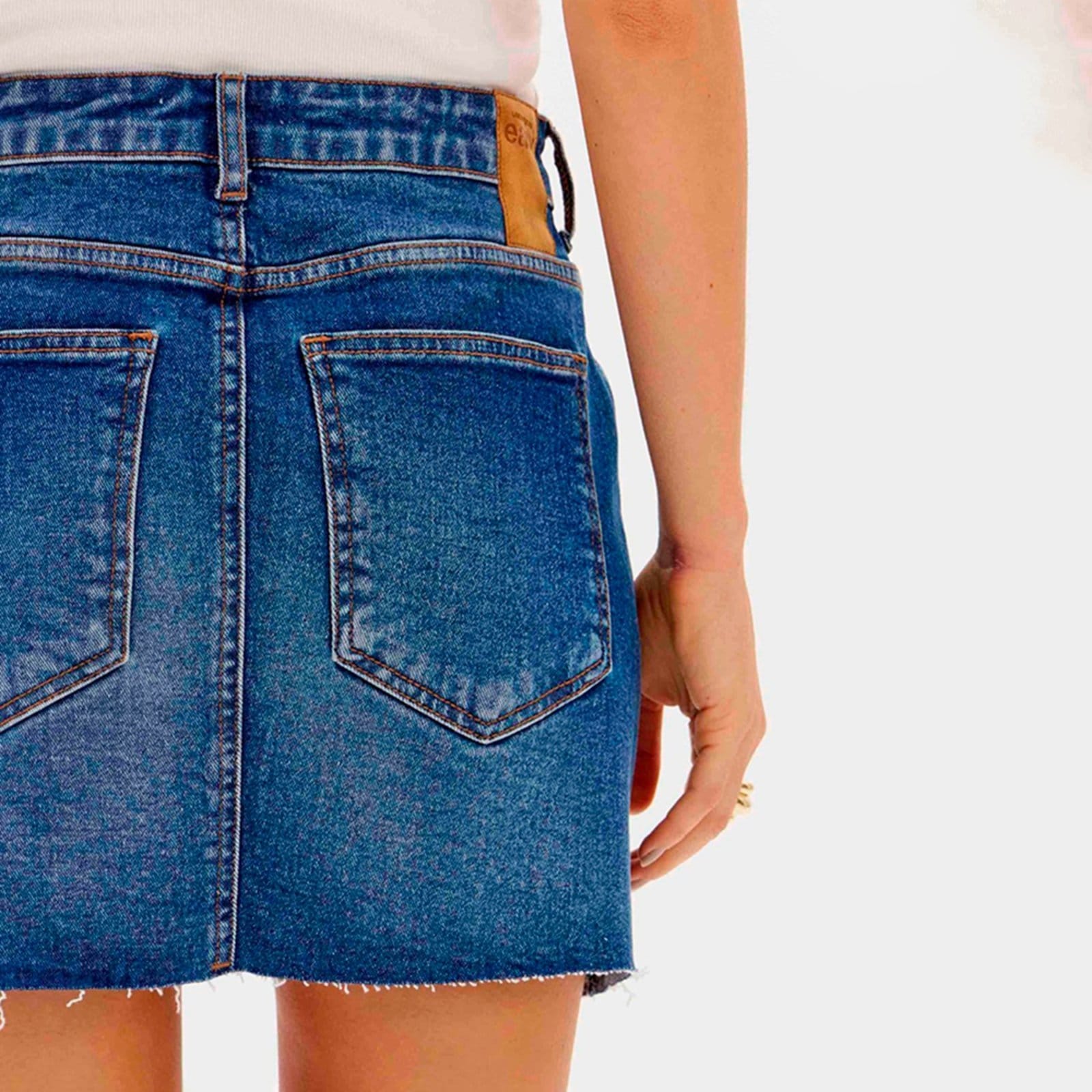 Vista 2 Saia Jeans Easy Lança Perfume Comfort Mid Ou26 Feminino Easy Lança perfume azul