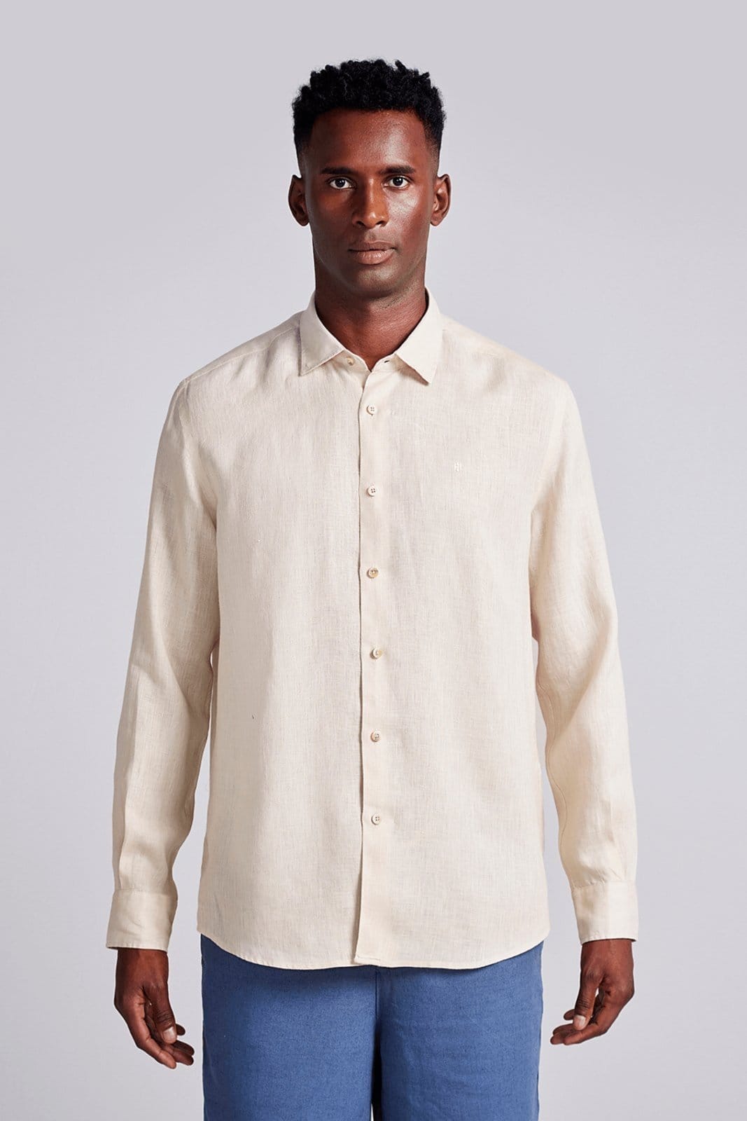 HIGHSTIL Camisa Lisa Linho Comfort Areia