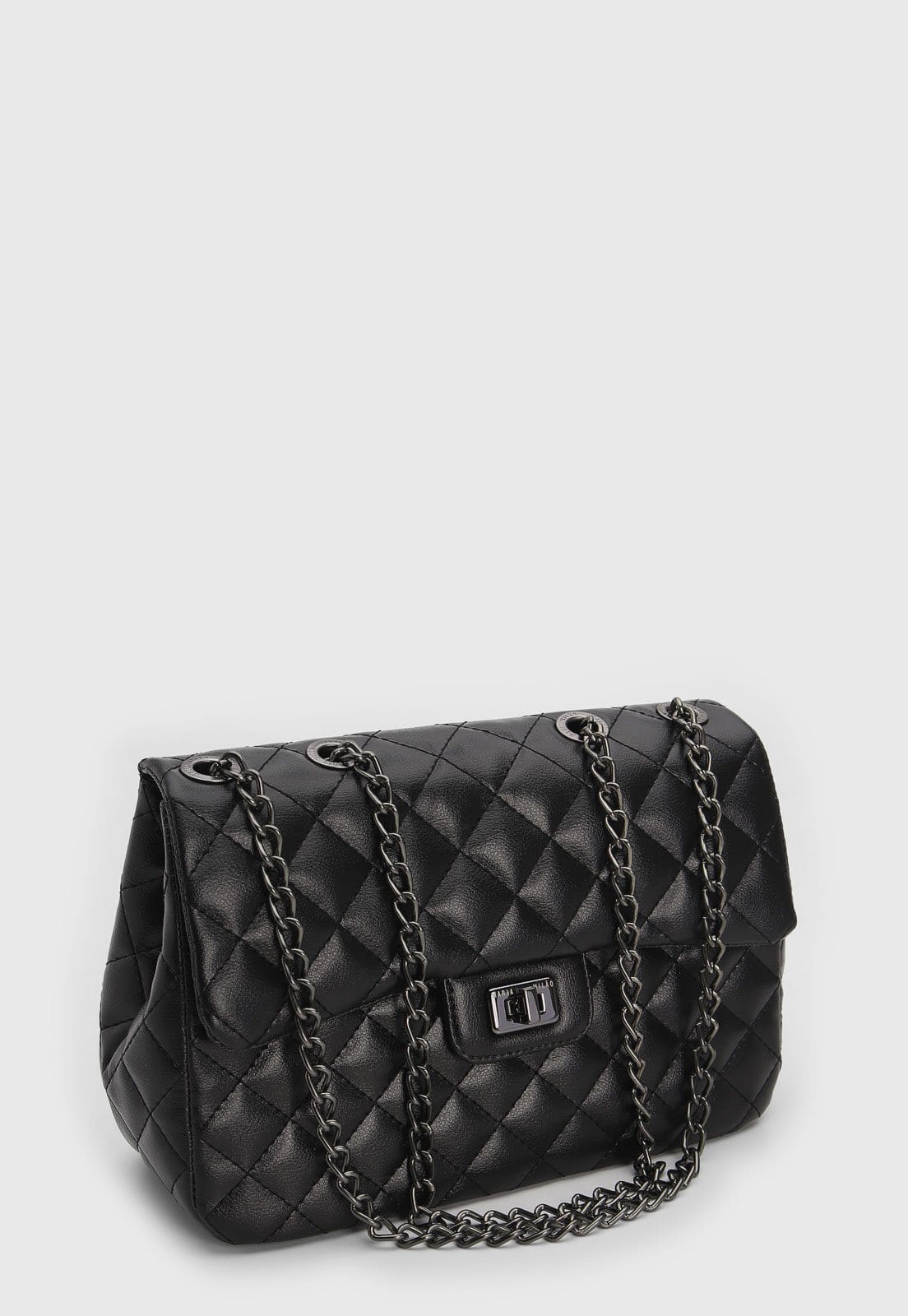 Vista 2 Bolsa Feminina Maria Milão Tiracolo Grande Matelassê Preta Maria Milão preto