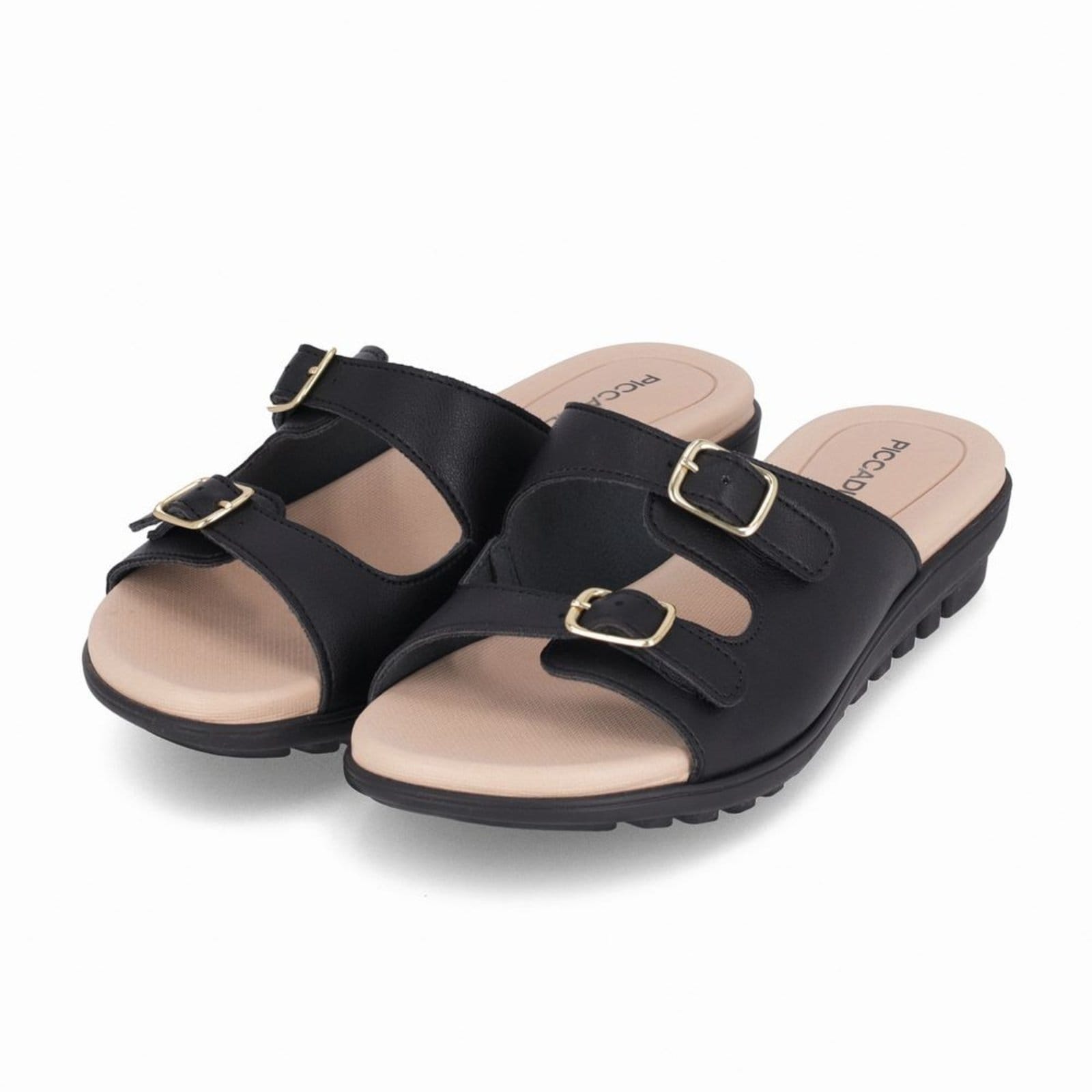 Vista 2 Tamanco Marli Salto Anabela Baixo Piccadilly preto