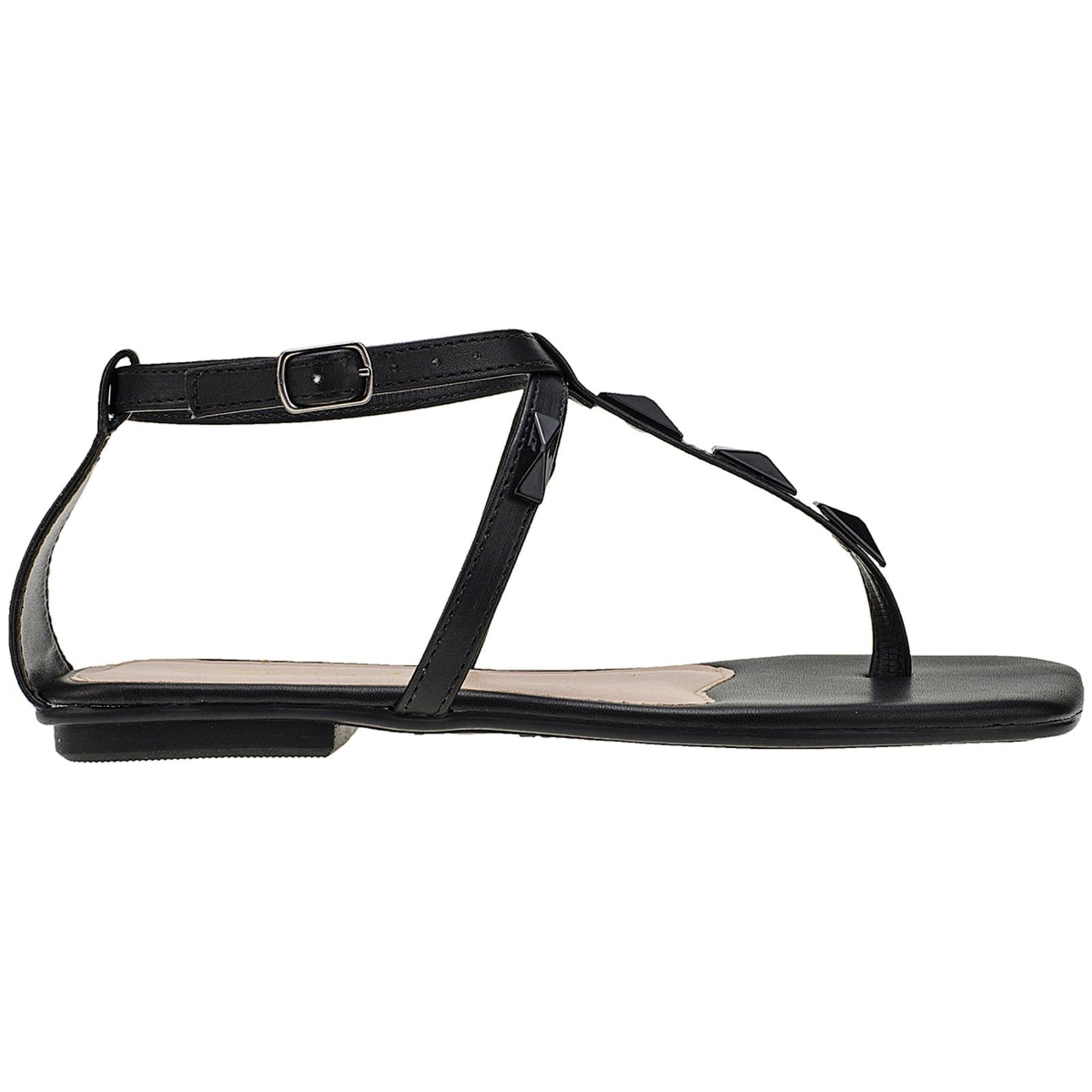 Vista 2 Sandália Feminina Rasteirinha Rasteira Com Spikes Silvia Bertuccio preto