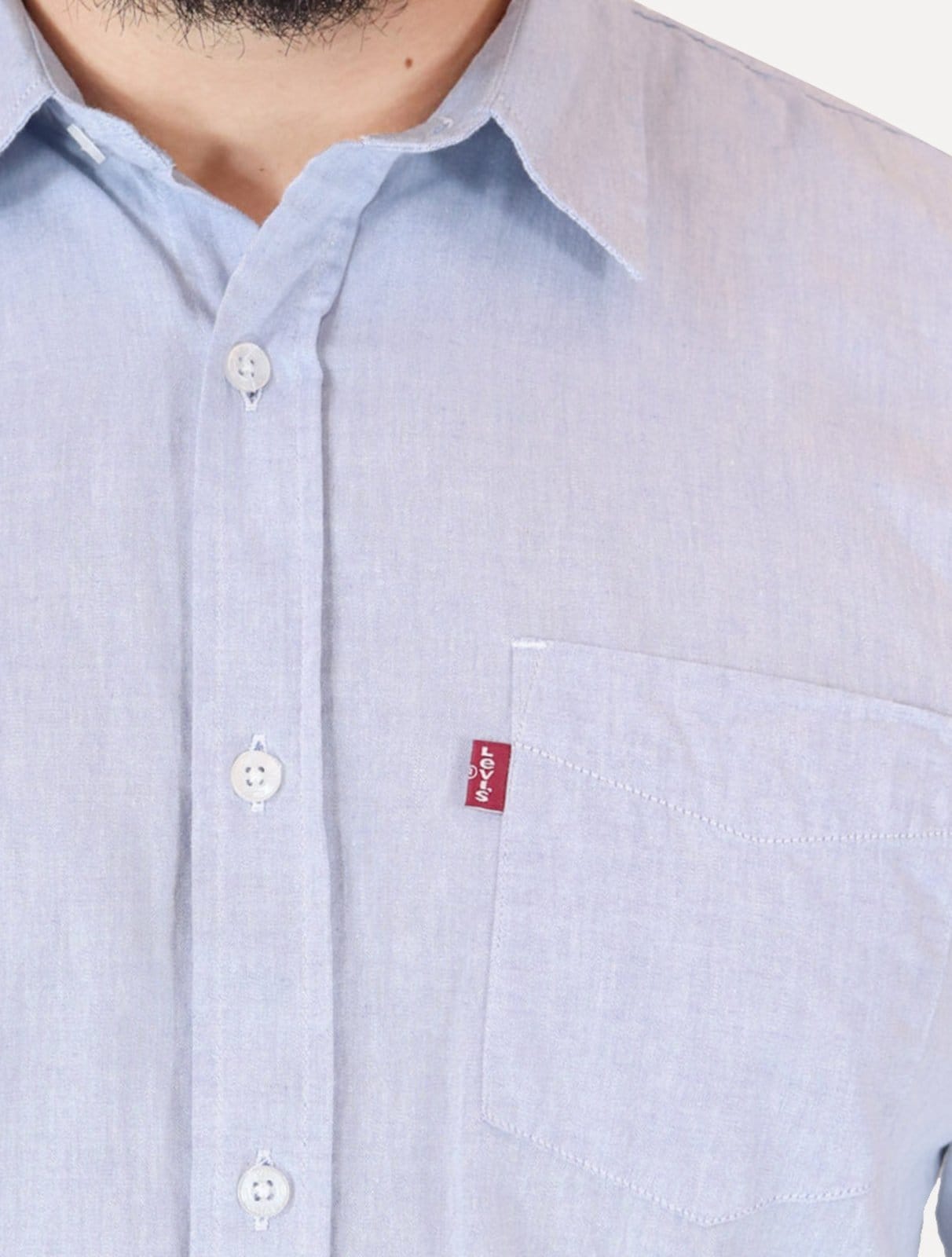 Vista 2 Camisa Levis Masculina Standard One Pocket Claro Mescla Levis azul