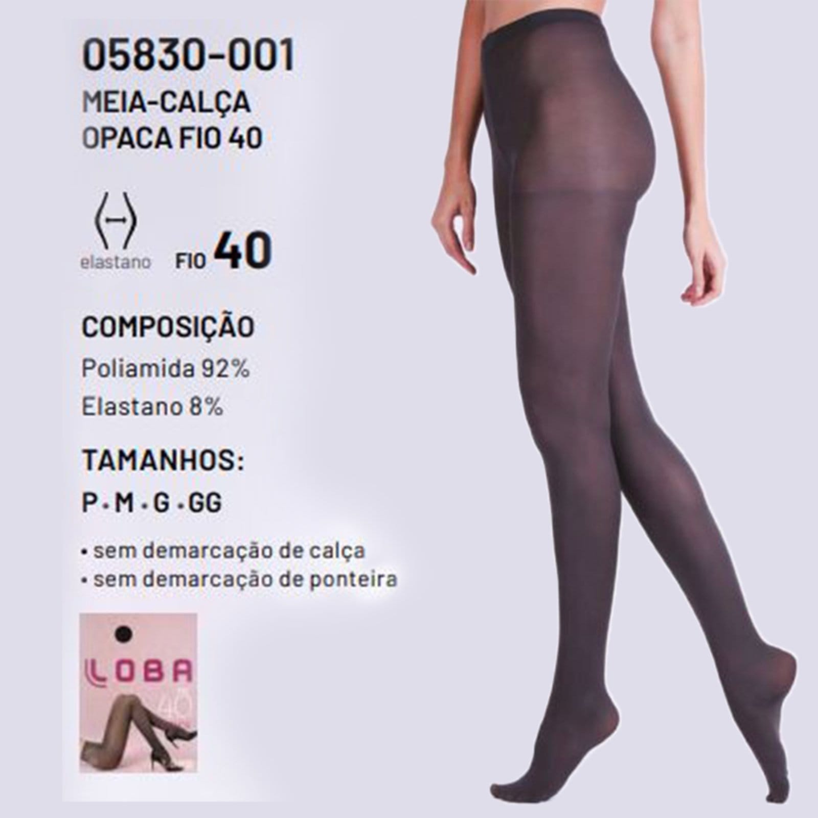 Meia Calça Opaca Loba Com Elastano Fio 40 05830 - 2
