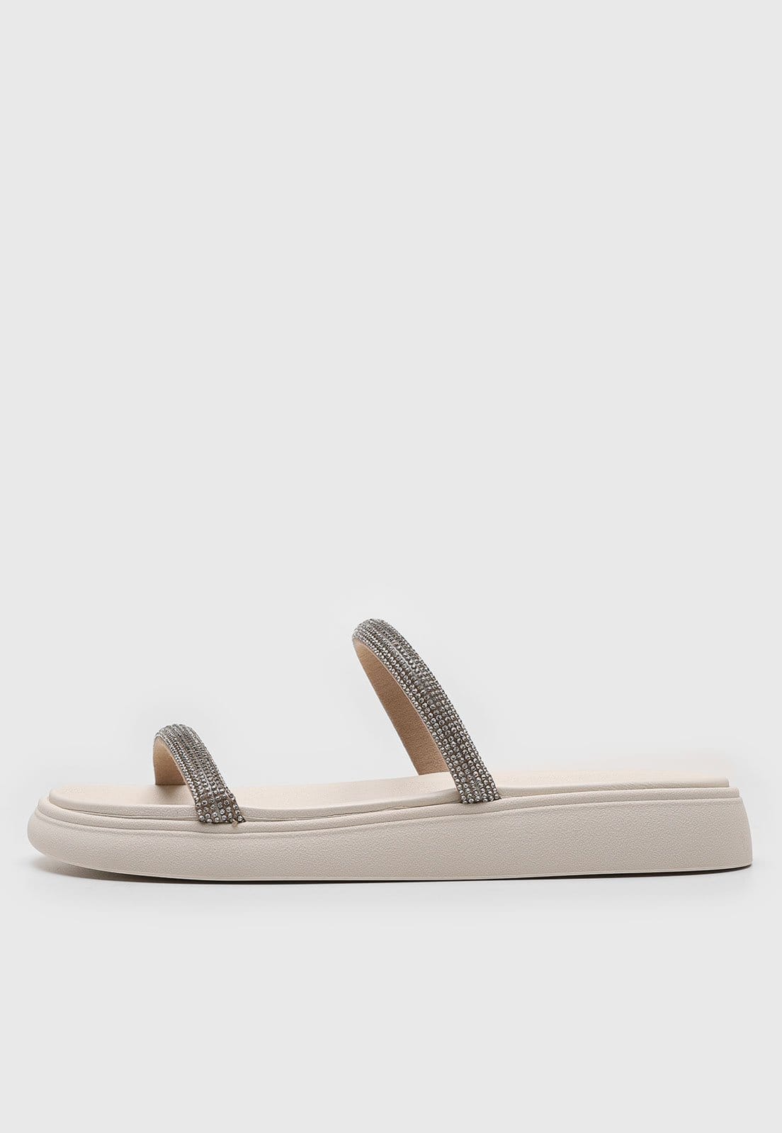 Vista principal Rasteira Moleca Tiras Pedrarias Branca MOLECA branco