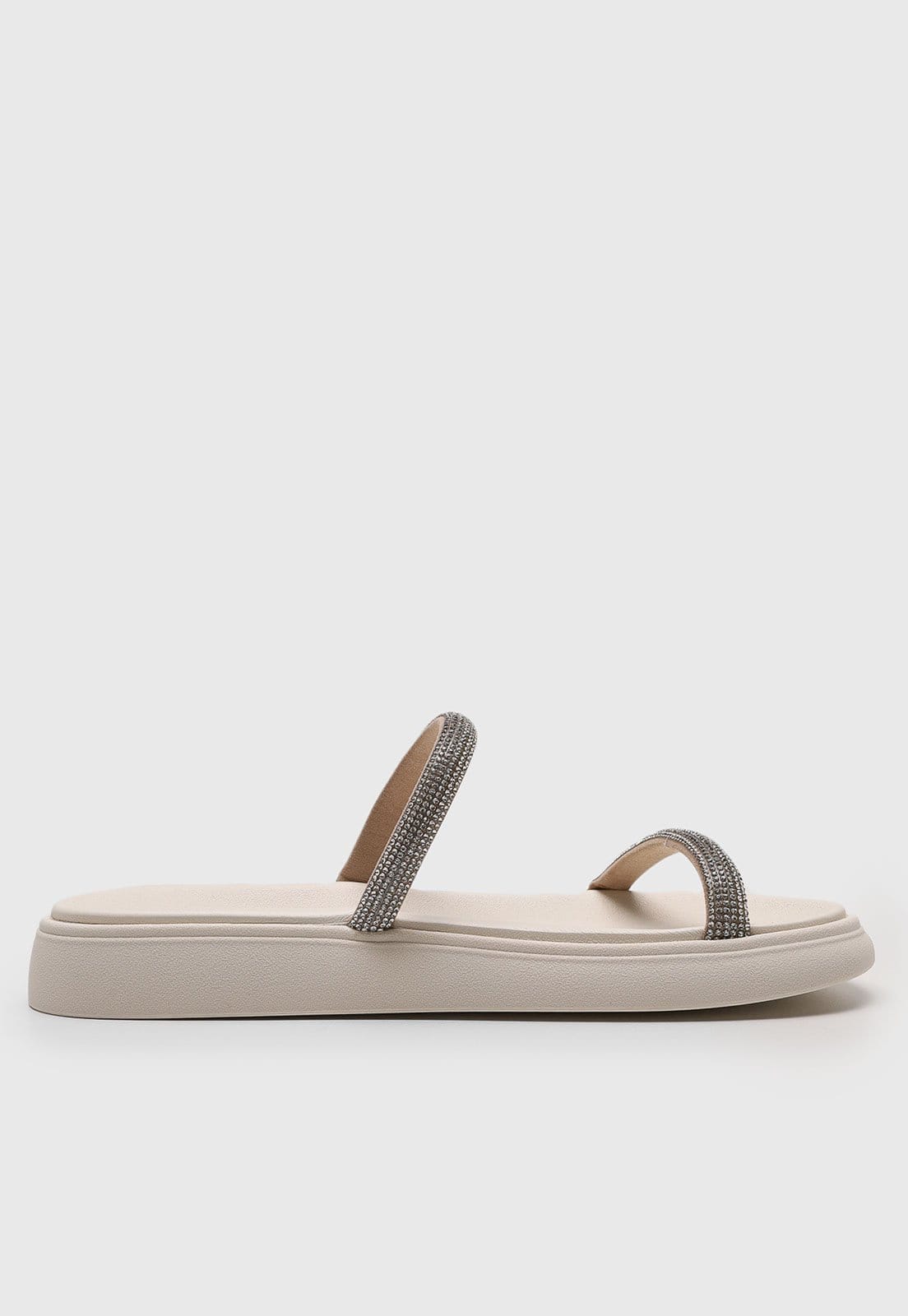 Rasteira Moleca Tiras Pedrarias Branca - 2