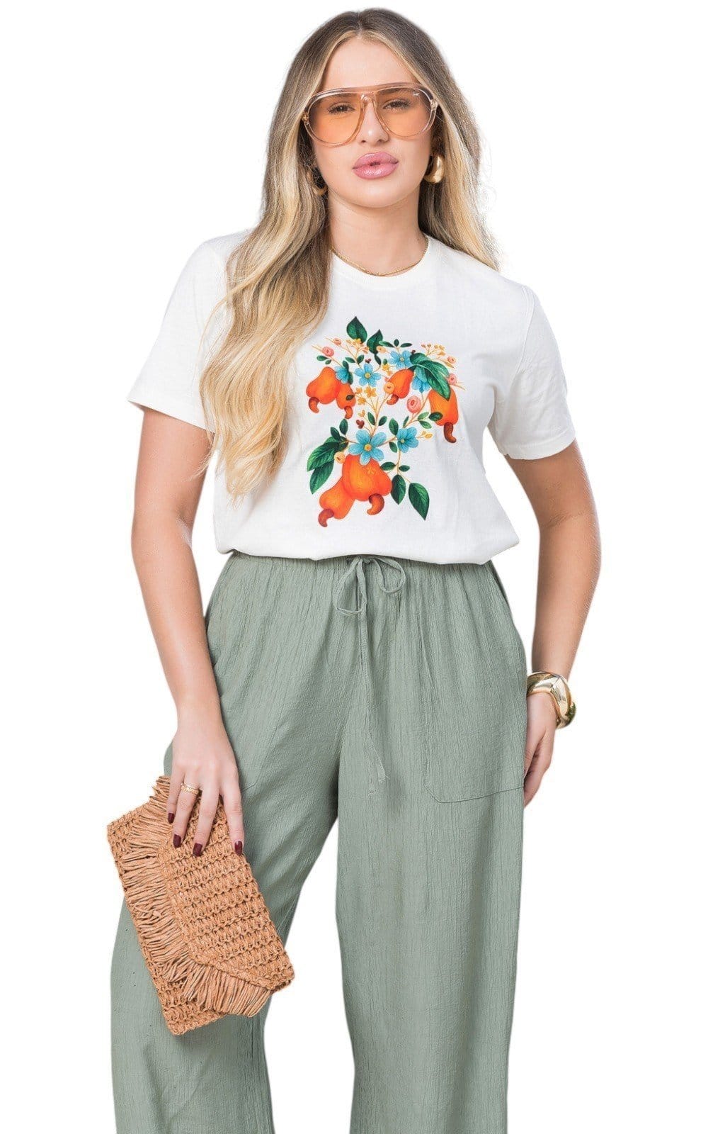 Vista 2 Camiseta Feminina Cianitas Off Estampa Cajus Cianitas off-white