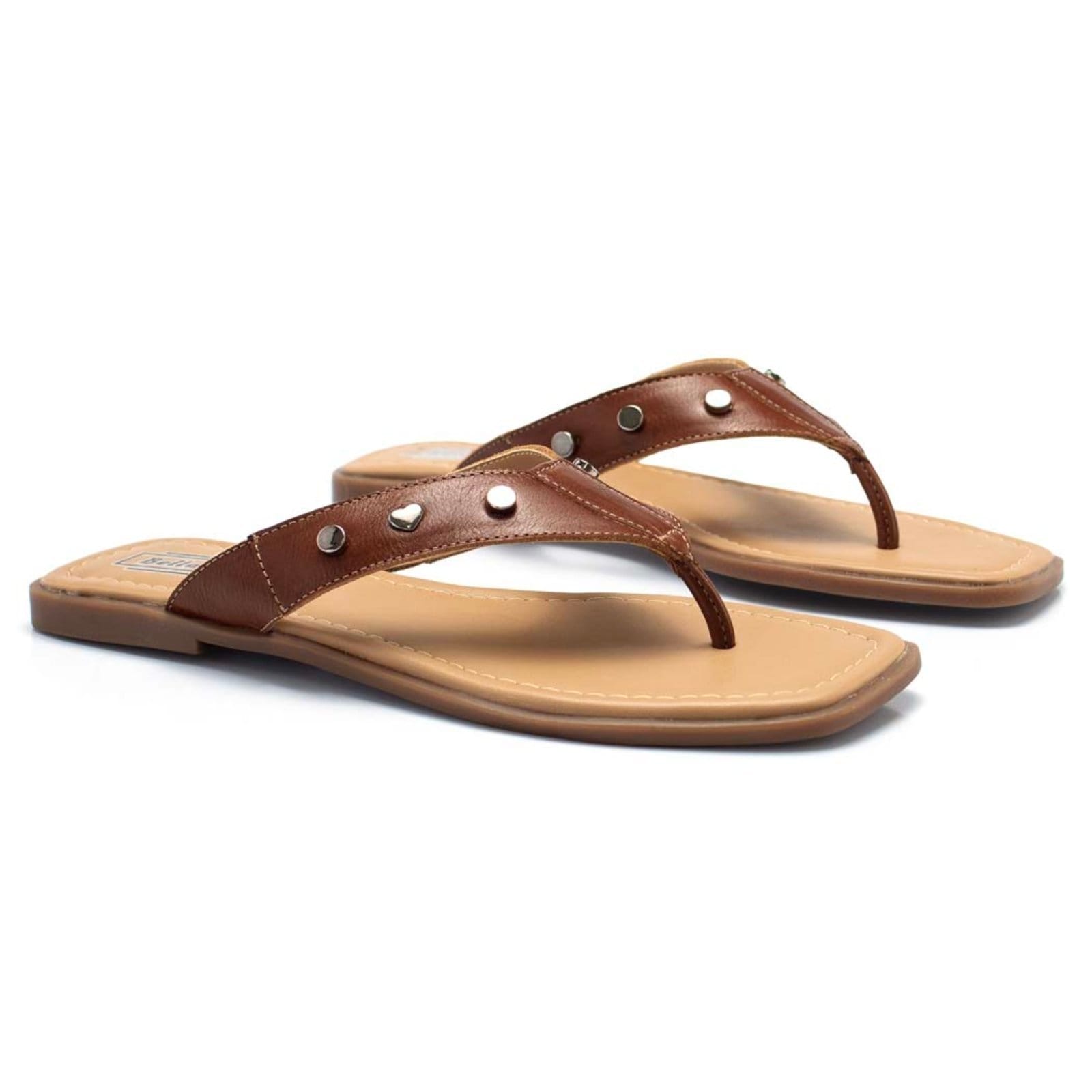 Sandália Bella Nina Rasteirinha Feminina Chinelo Couro Legitimo Leveza Maciez Confortável Modernidade Casual Versátil Passeio Caminhada Dia A Dia Caramelo