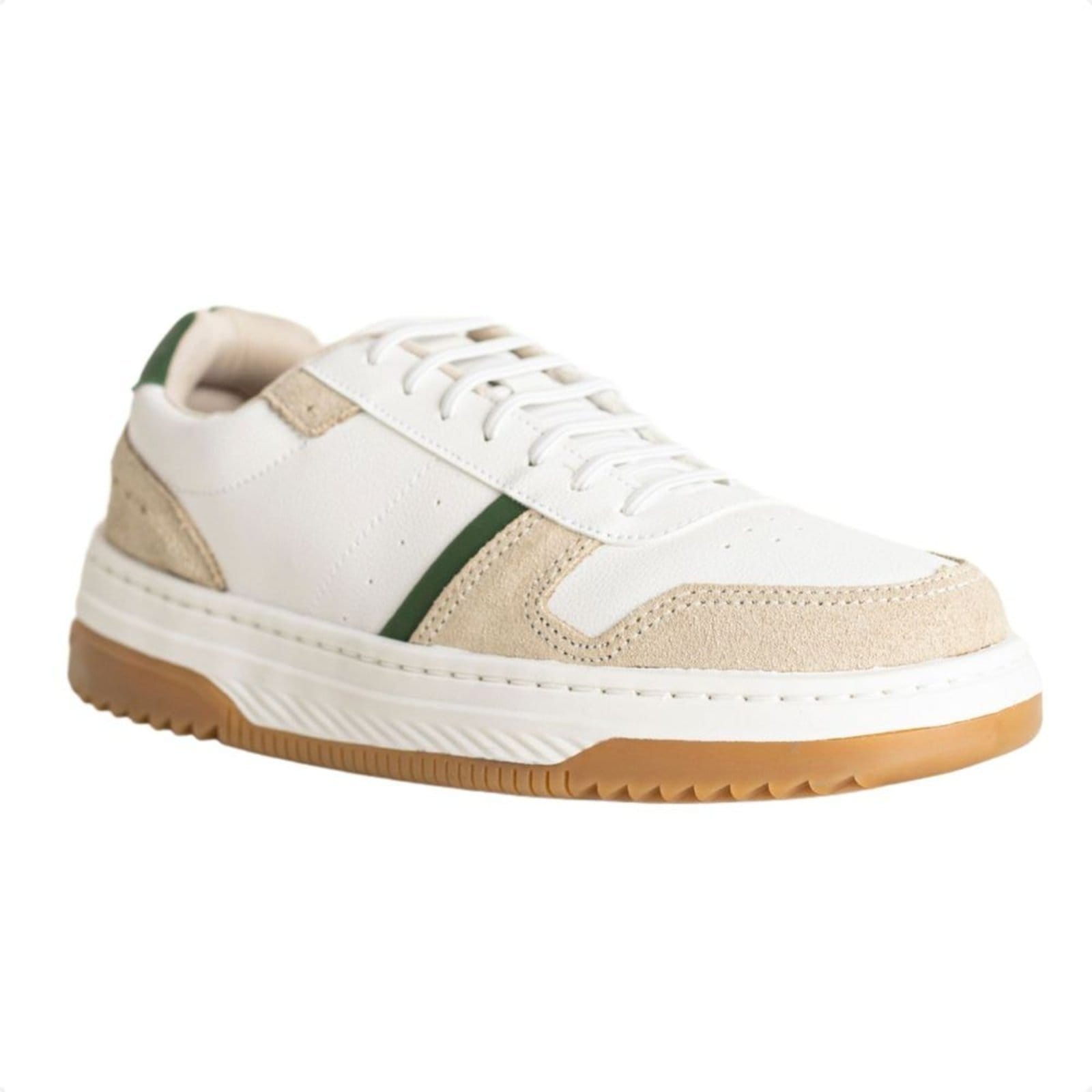 Vista 2 Sapatênis Enzo Ribeiro Branco Com Verde E Tons Areia Enzo Ribeiro branco verde
