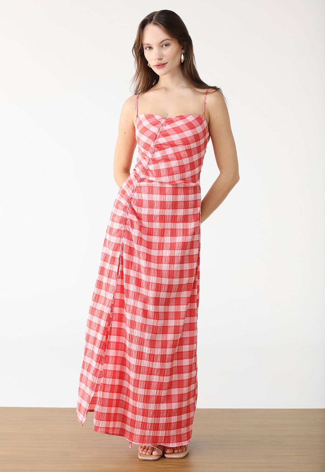 Vestido FARM Longo Xadrez Trancoso