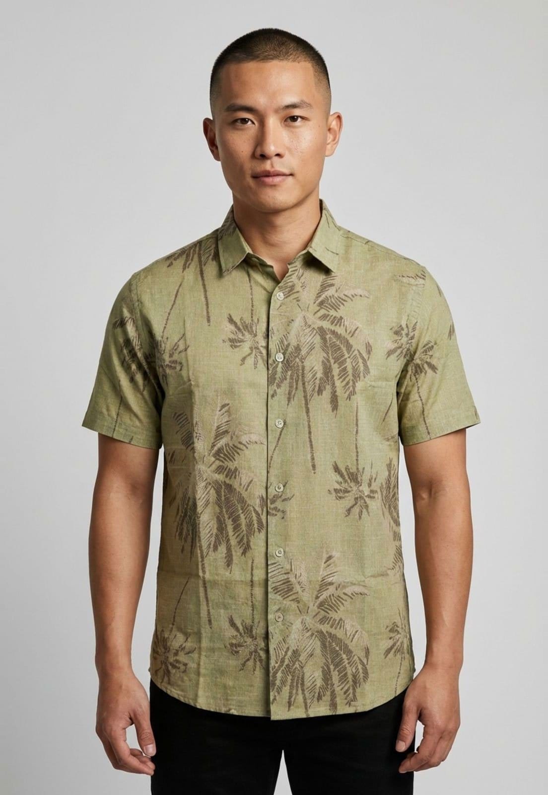 Camisa Masculina Aleatory Estampa Folhagem