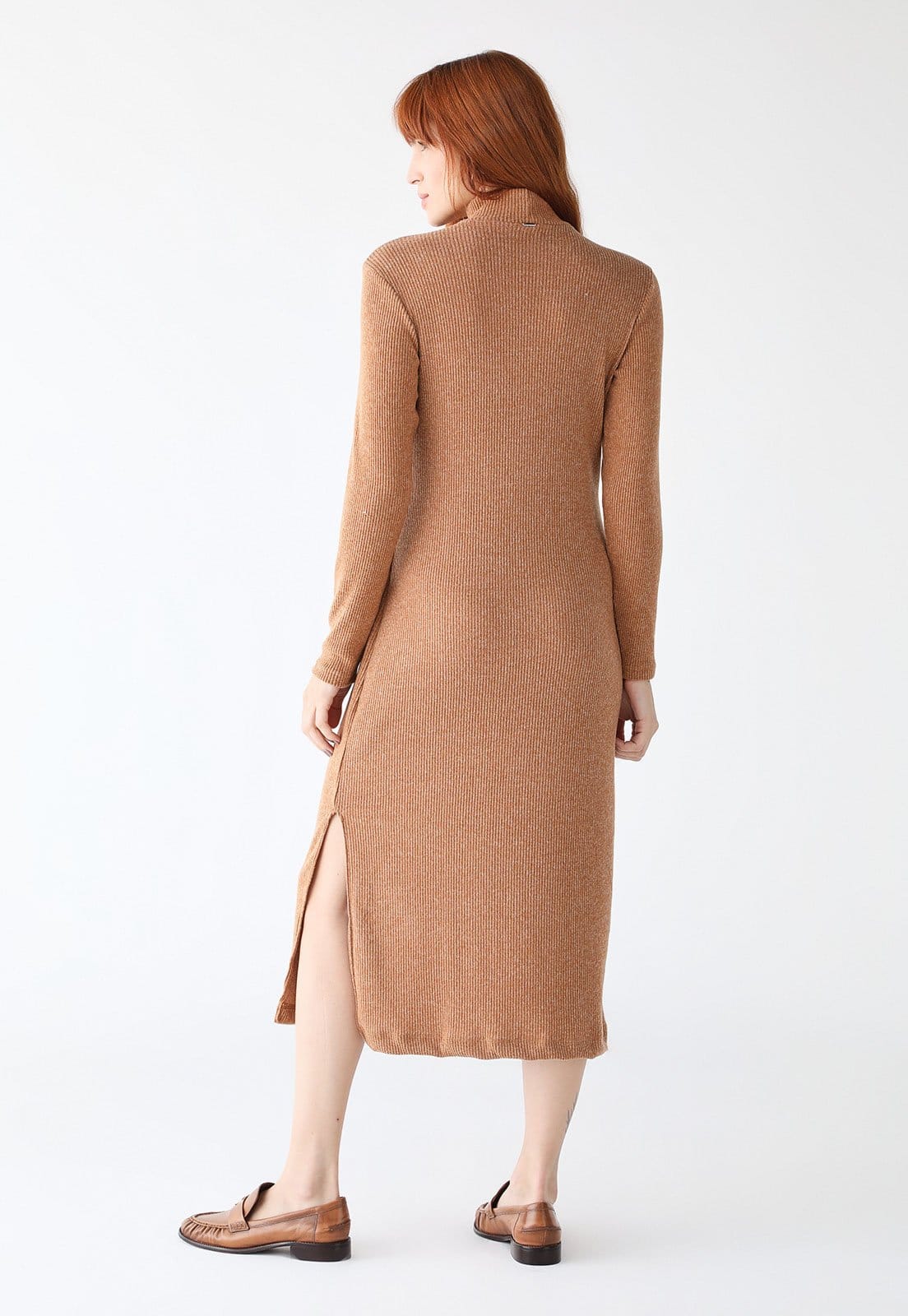 Vista 2 Vestido Canelado Lez a Lez Midi Malha Lez a Lez caramelo