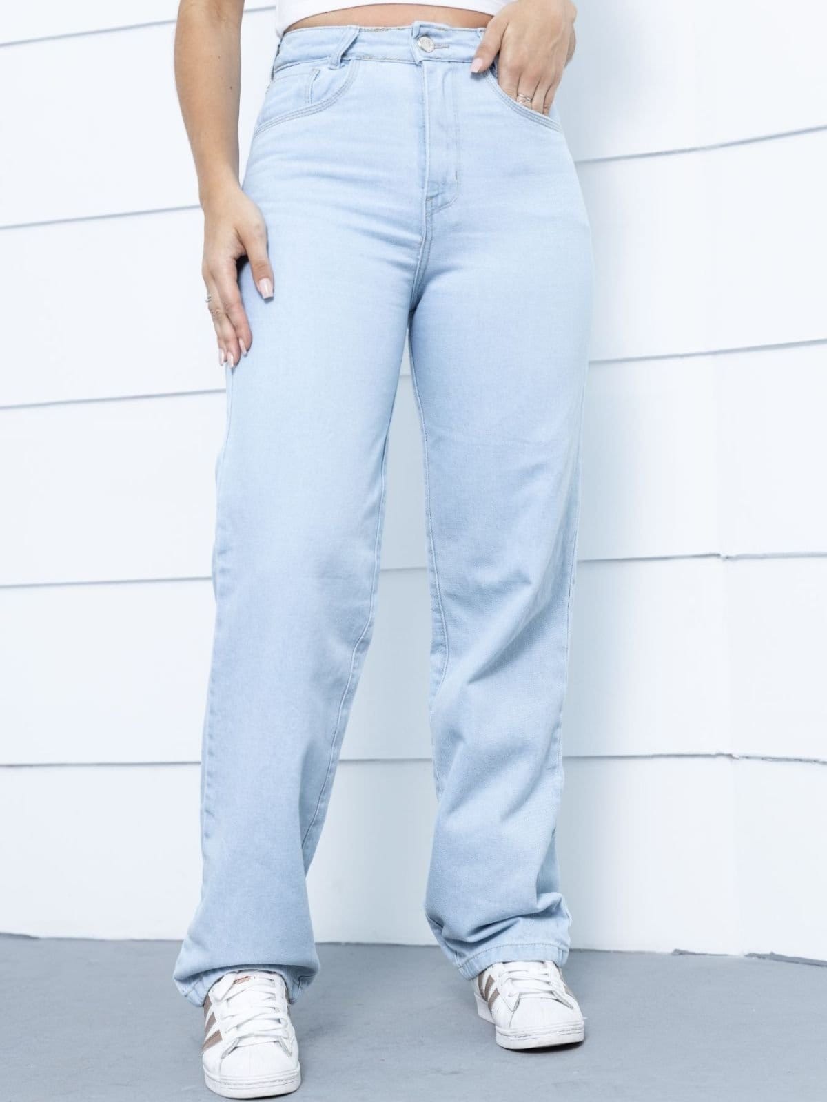 Calça Jeans Wide Leg Feminina Dra Maia Claro