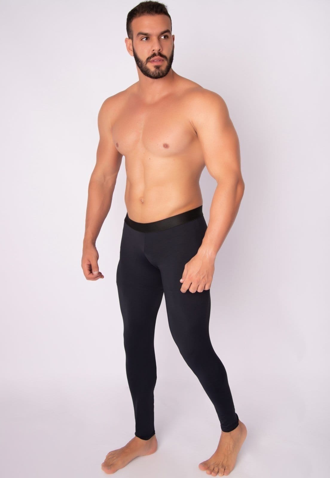 Vista 2 Calça Térmica Masculina WLS Modas Compressão Proteção UV Preta WLS Modas preto