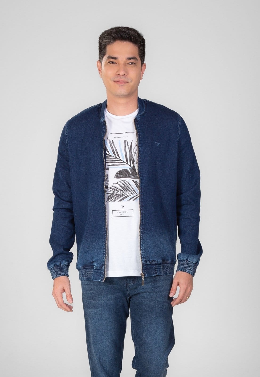 Jaqueta Traymon Moletom Jeans Zíper