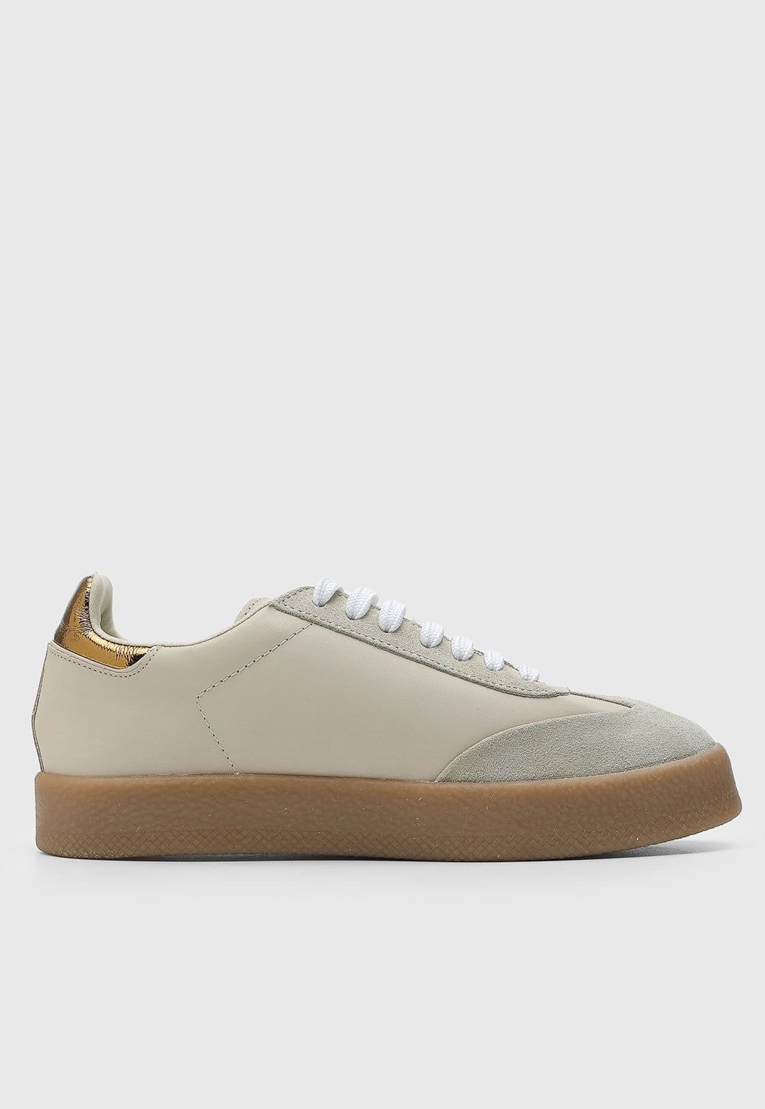 Vista 2 Tênis Feminino Santa Lolla Detalhe Dourado Santa Lolla bege