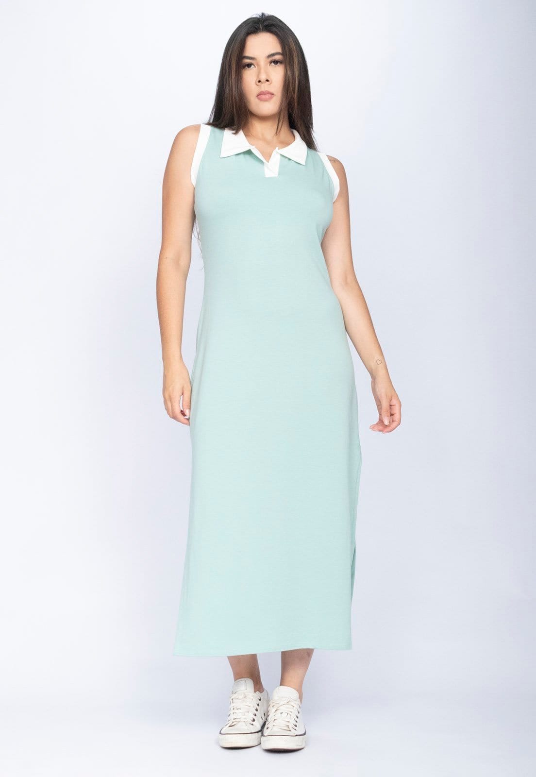 Vista 2 Vestido CabanaFree Midi Regata Polo Verde Cabanafree branco/verde verde