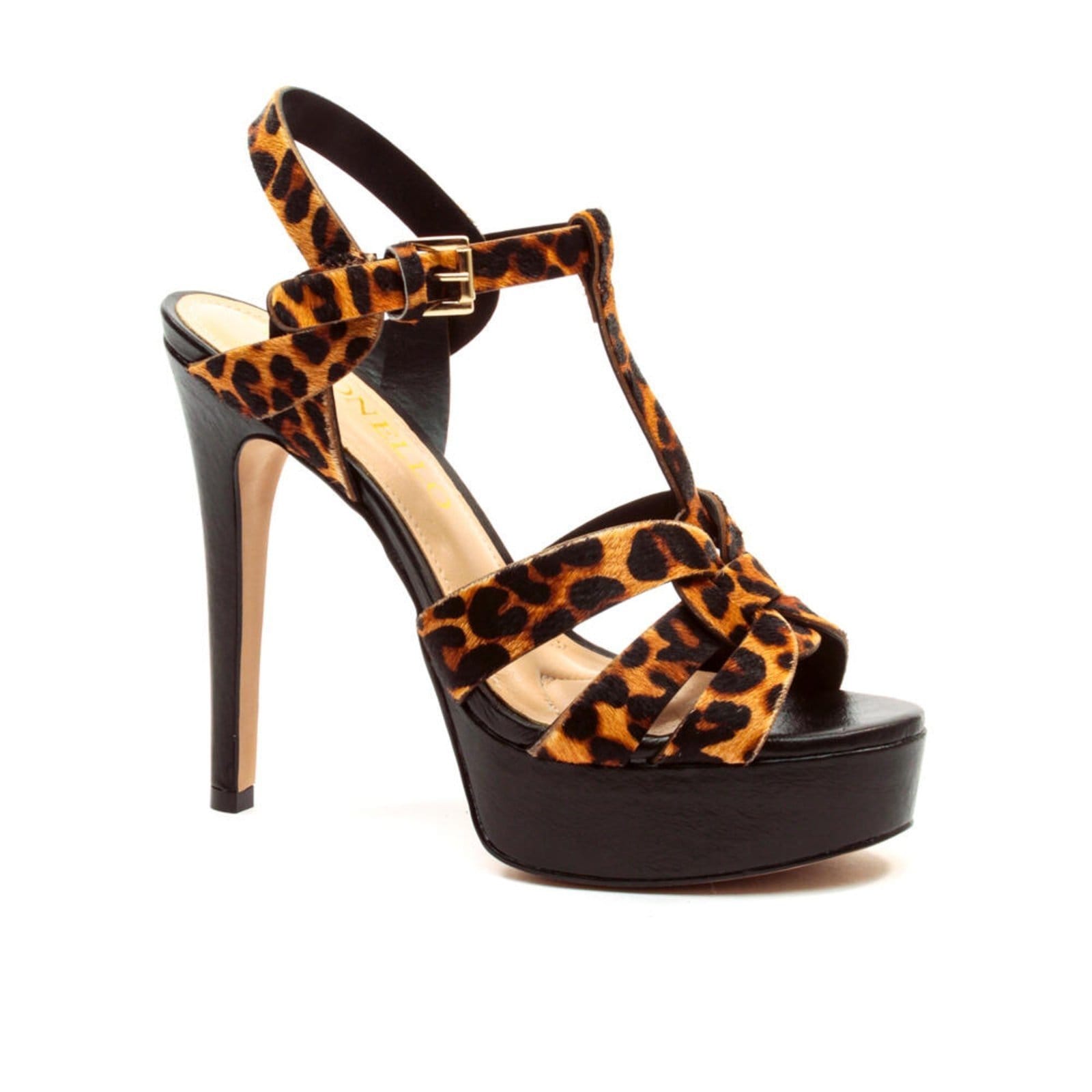 Vista 2 Sandália Couro Pelo Onça Plataforma Cecconello 2668001-1 Cecconello onça claro