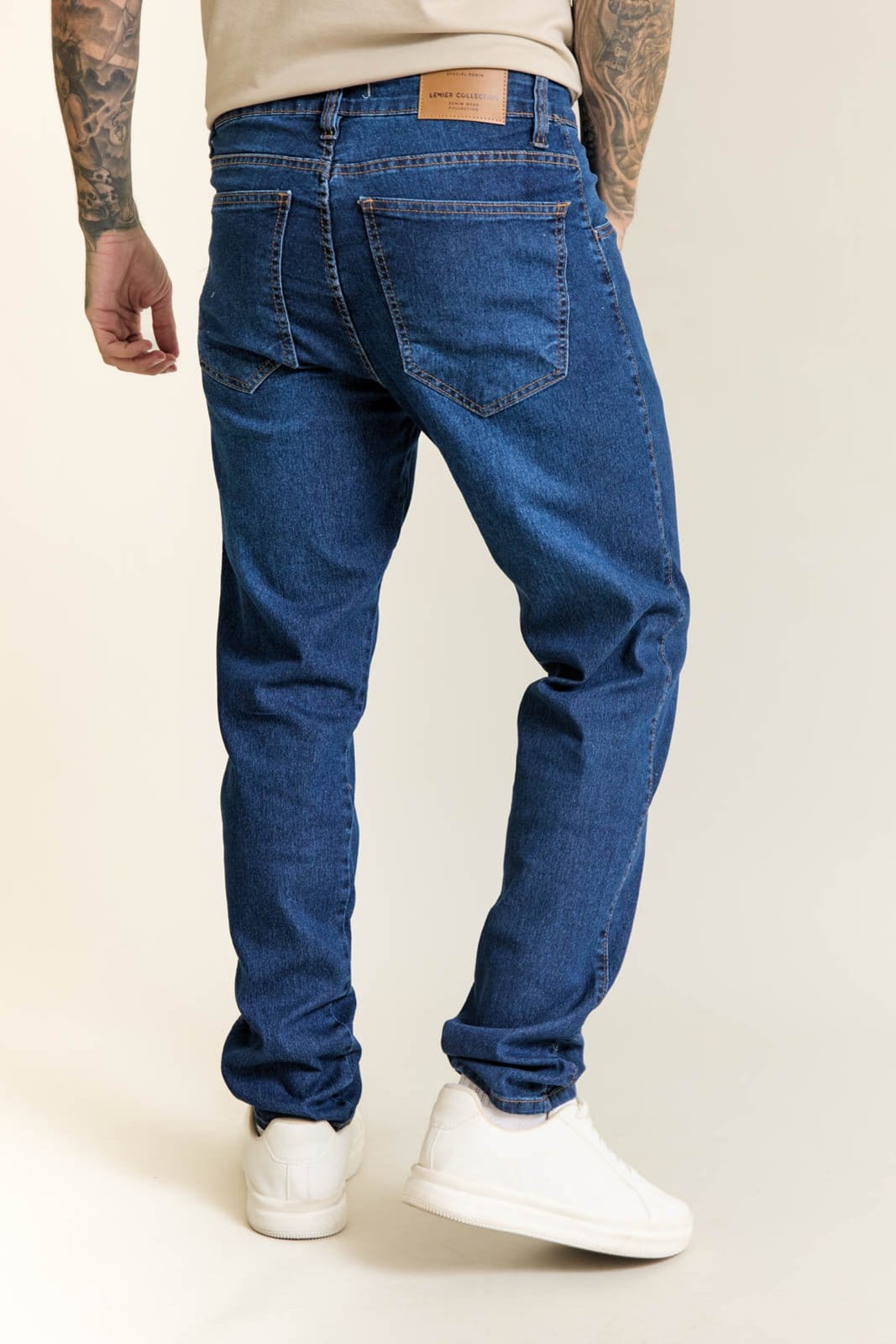 Vista 2 Calça Jeans Slim Fit Masculina Escuro Lemier Collection LEMIER azul