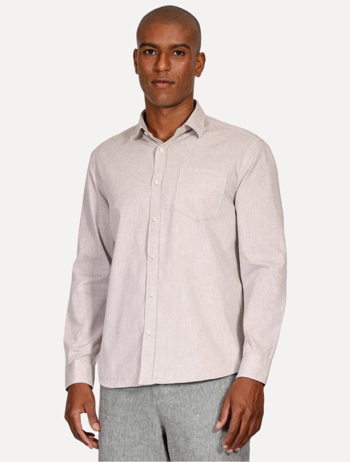 Camisa Aramis Masculina Regular Algodão Lotte Pocket Mescla