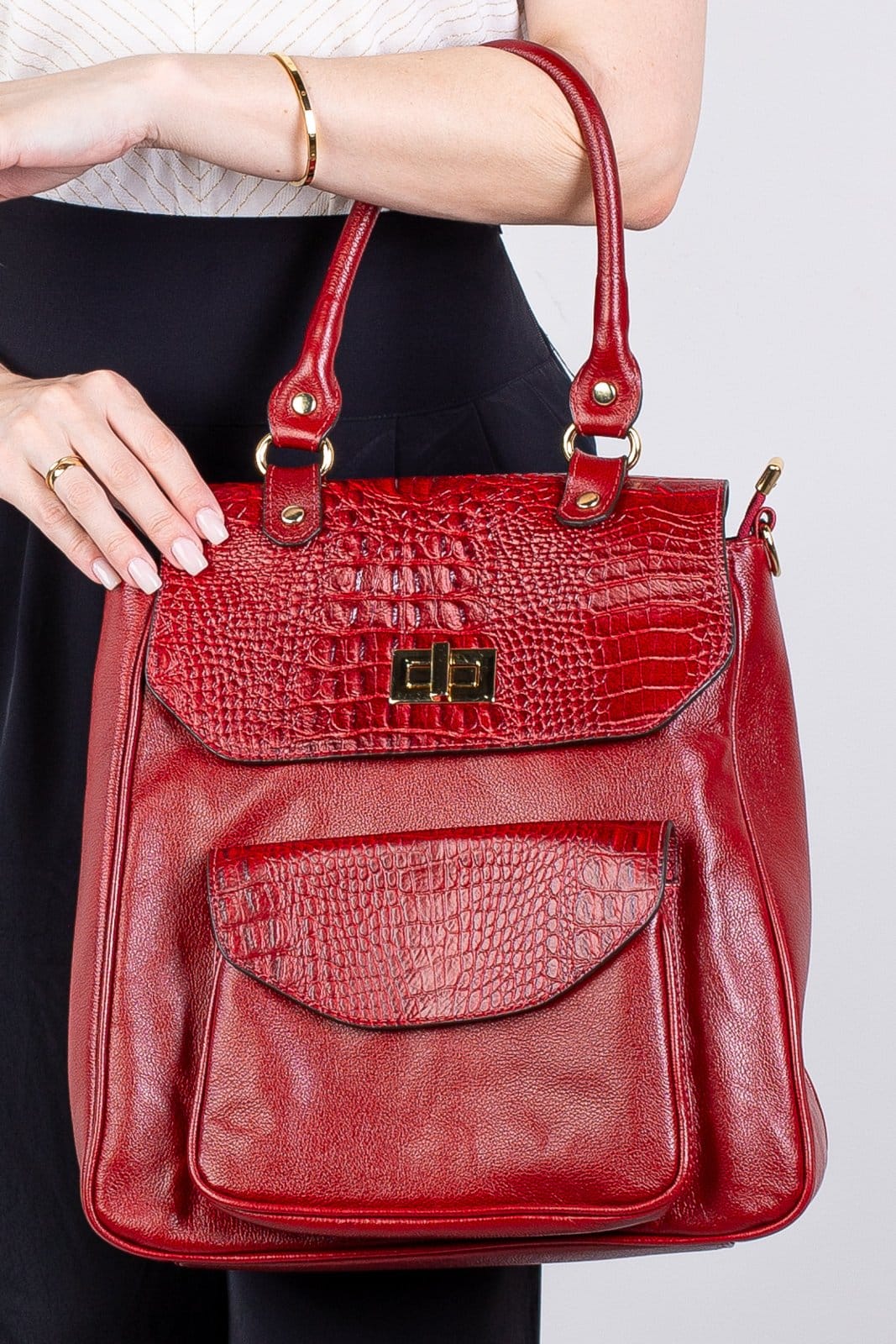 Mochila de couro croco Joanna