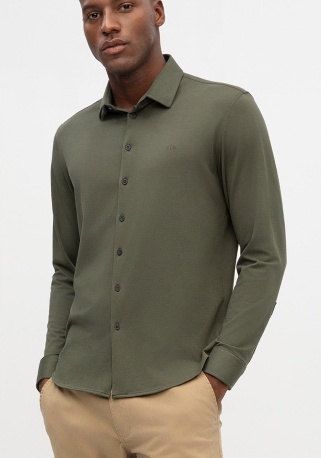 Camisa Masculina Slim Fit em Malha Cotton Pima