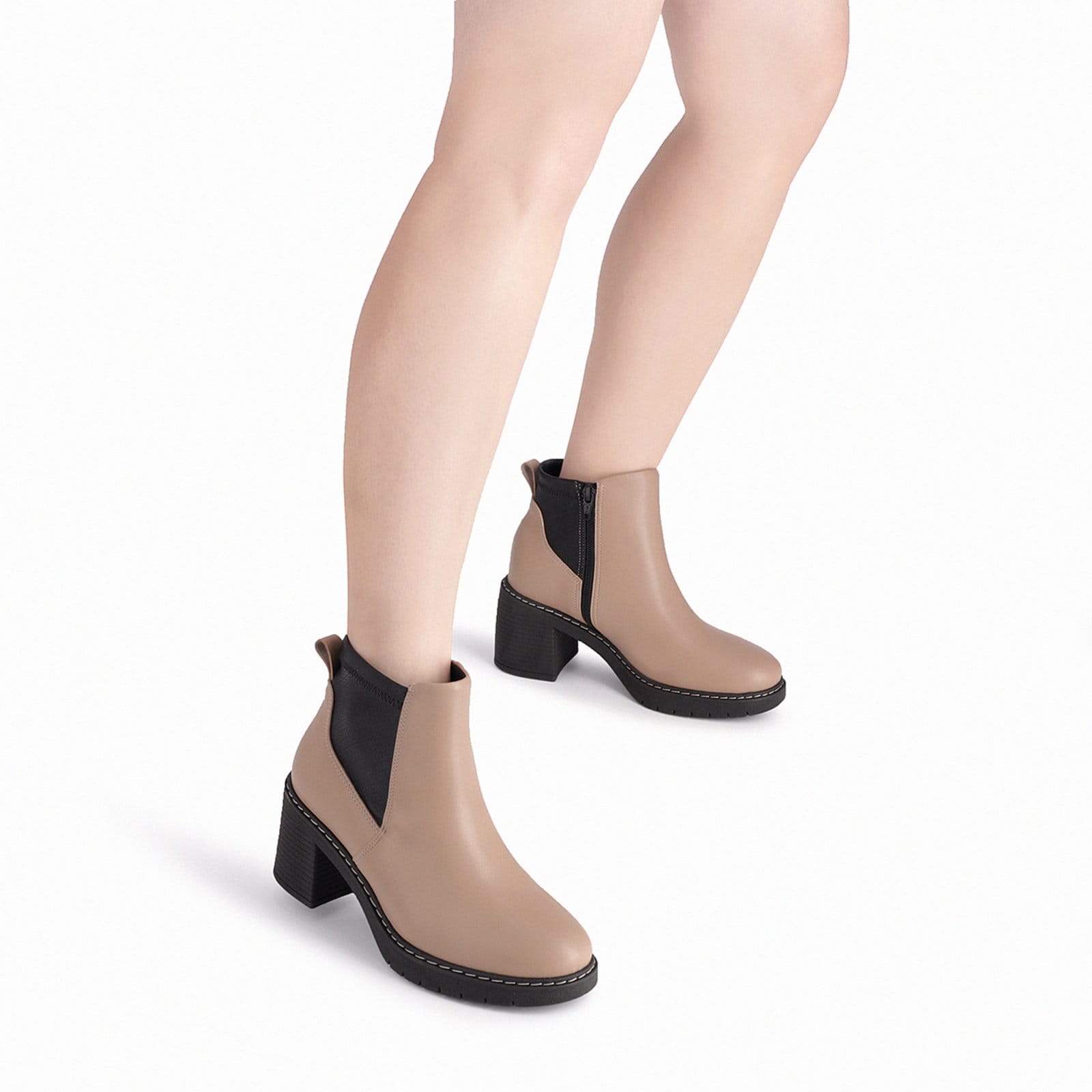 Vista 2 Bota Piccadilly Cano Cuto Salto Médio Piccadilly bege