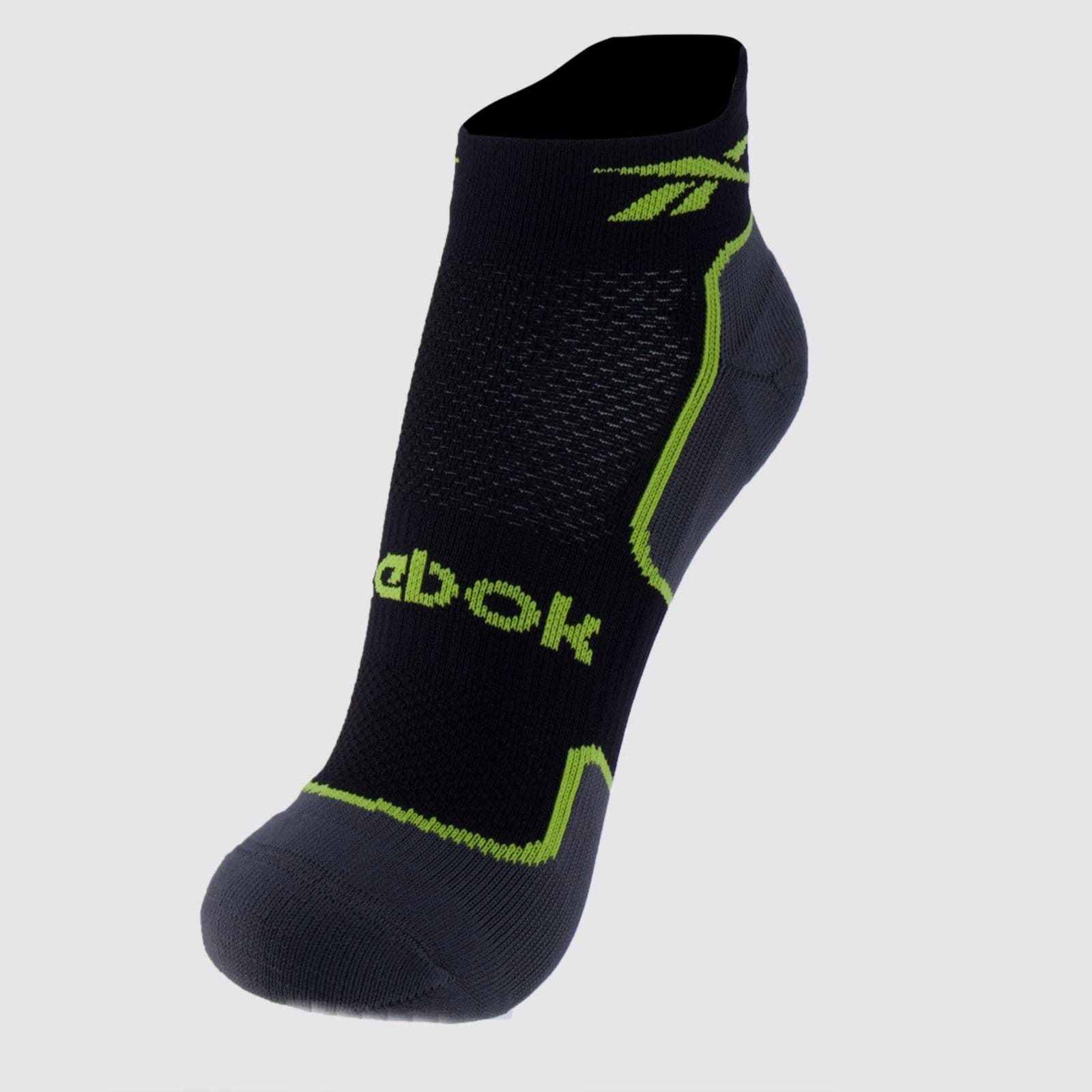 Vista principal Meia Reebok Cano Invisível Performance Feminina Preta e Verde Reebok preto verde