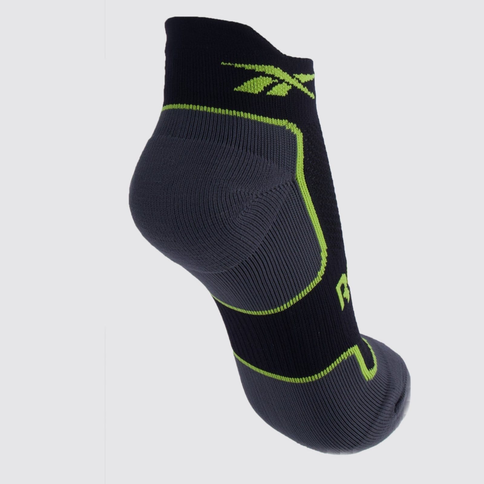 Vista 2 Meia Reebok Cano Invisível Performance Feminina Preta e Verde Reebok preto verde