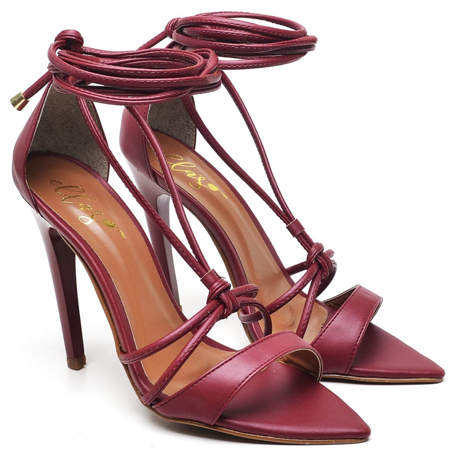 Sandália Feminina Bico Folha Salto Alto Napa Bromélia