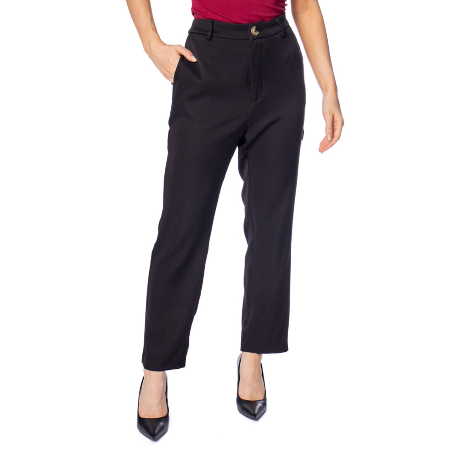 Vista principal Calça Feminina Pellini Alfaiataria Reta com Bolsos Pellini preto