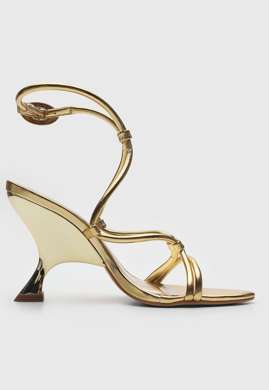 Vista 2 Sandália Feminina Lança Perfume Salto Escultural Dourada Lança Perfume dourado