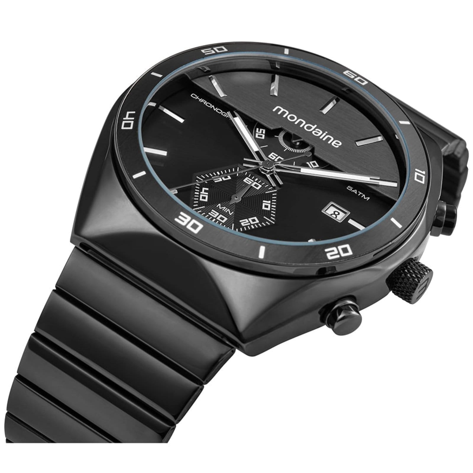 Vista 2 Relógio Masculino Cronógrafo Mostrador em Camadas Mondaine preto