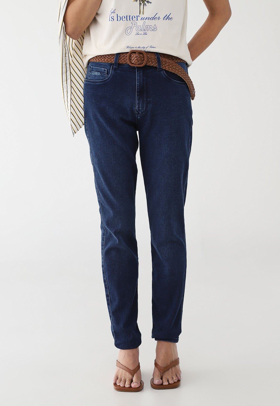 Calça Feminina Lez a Lez Jeans Cintura Média Escura