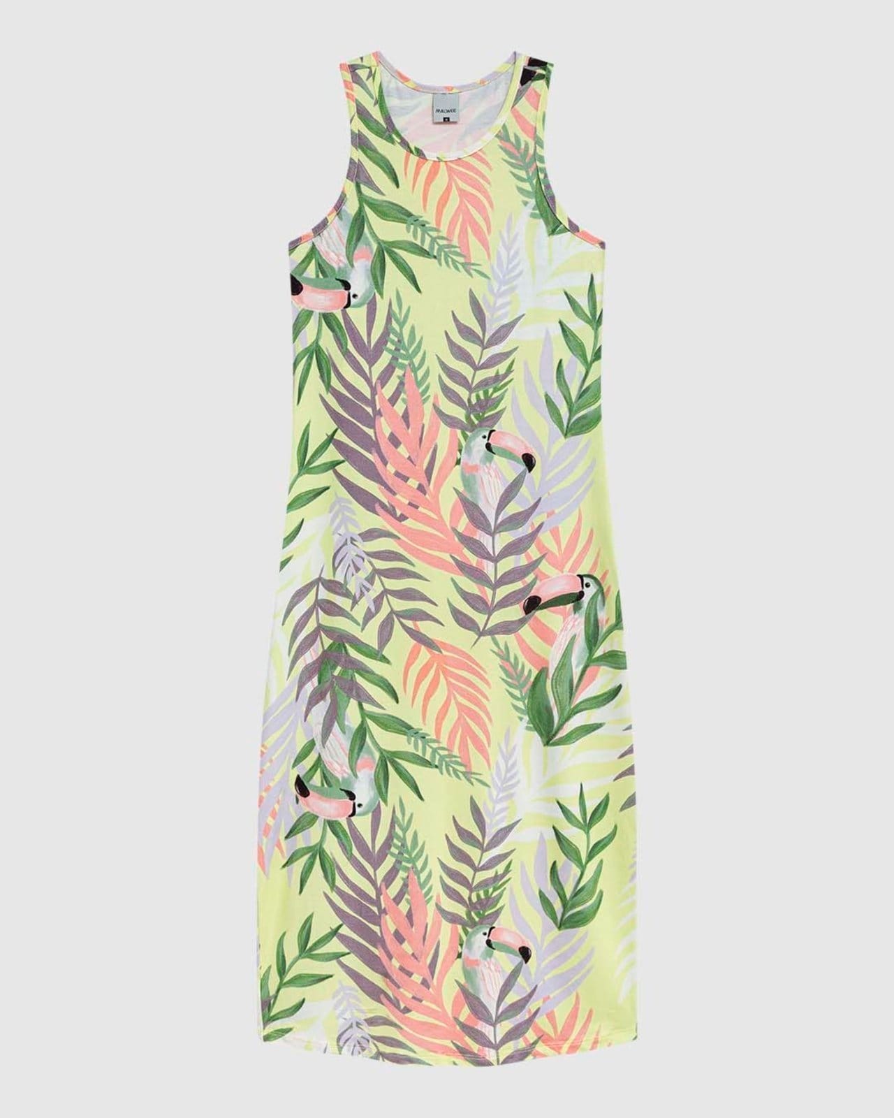 Vestido Midi Feminino Estampado Sem Manga Em Viscose Stretch