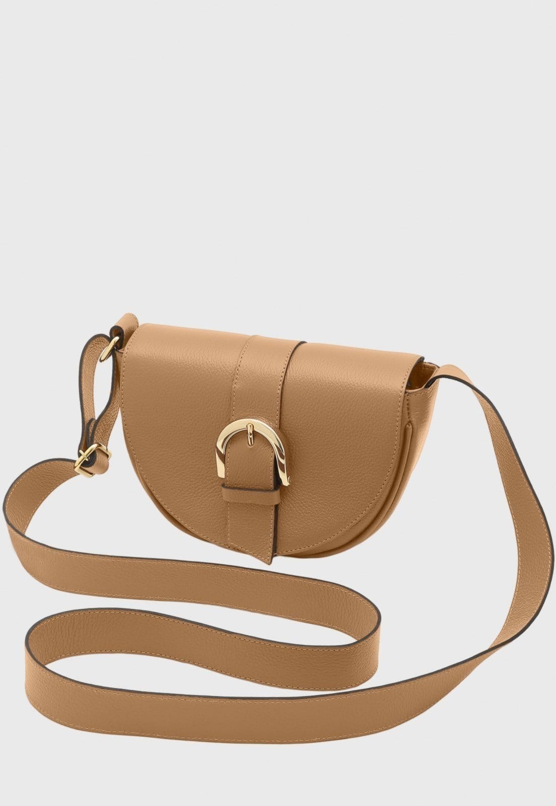 Vista principal Bolsa Transversal Couro Mariart Olinda Avelã Mariart marrom