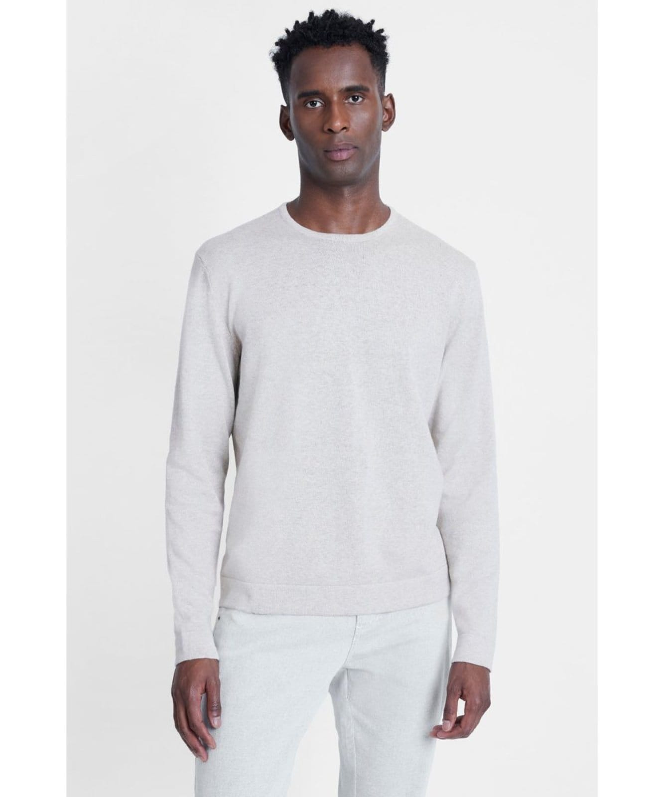 Tricot Manga Longa Gola Careca Areia