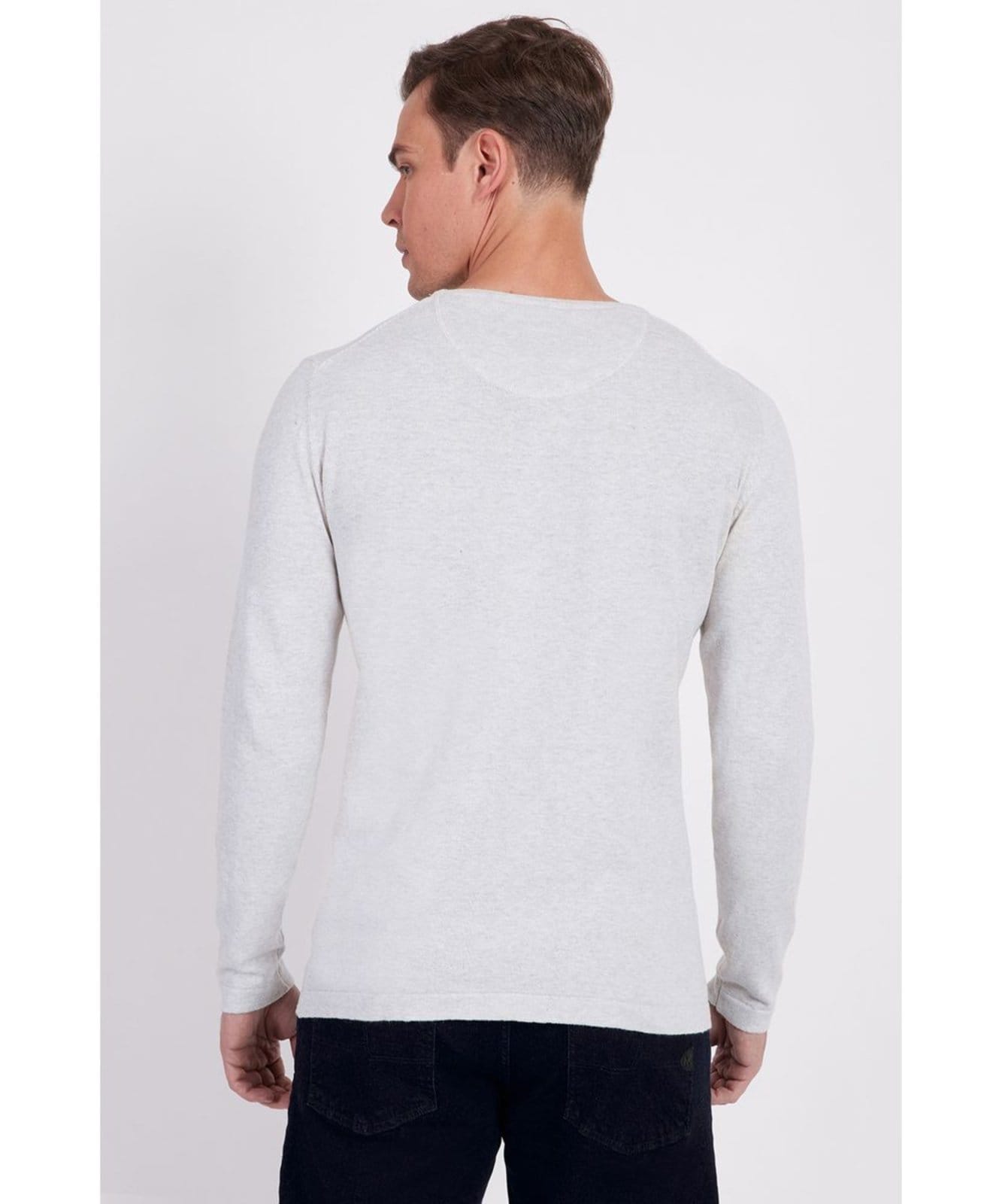 Tricot Manga Longa Gola Careca Areia - 2