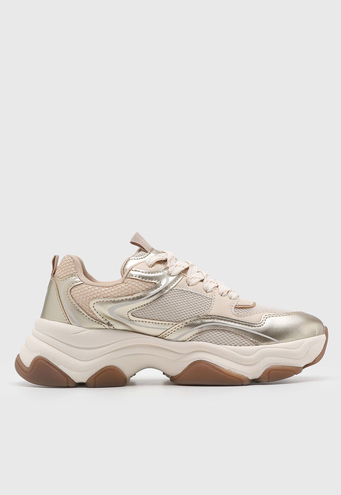 Vista 2 Tênis Feminino Anacapri Detalhe Metalizado Anacapri bege