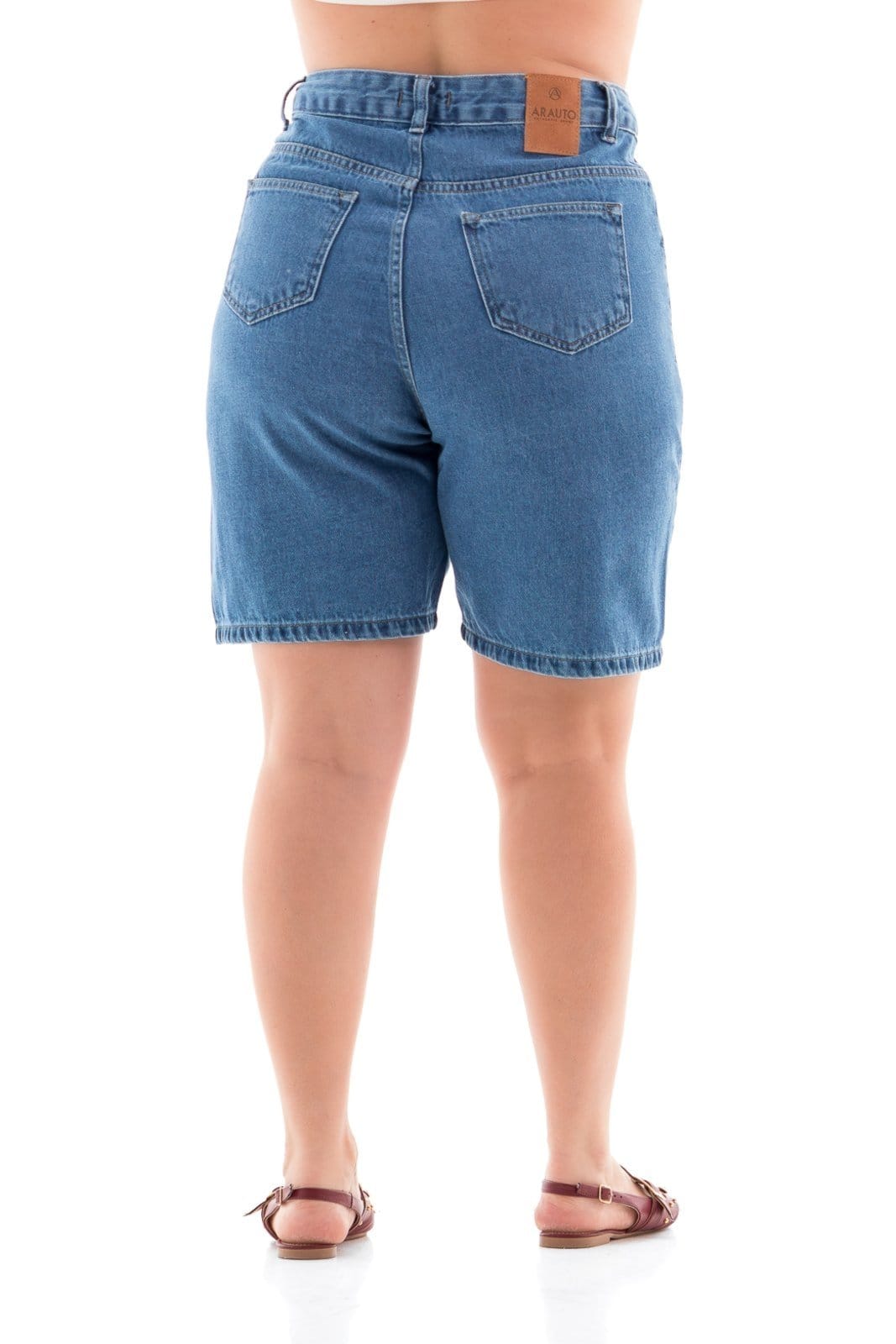 Vista 2 Jorts Jeans Feminino Arauto Mom Chapado ARAUTO JEANS azul