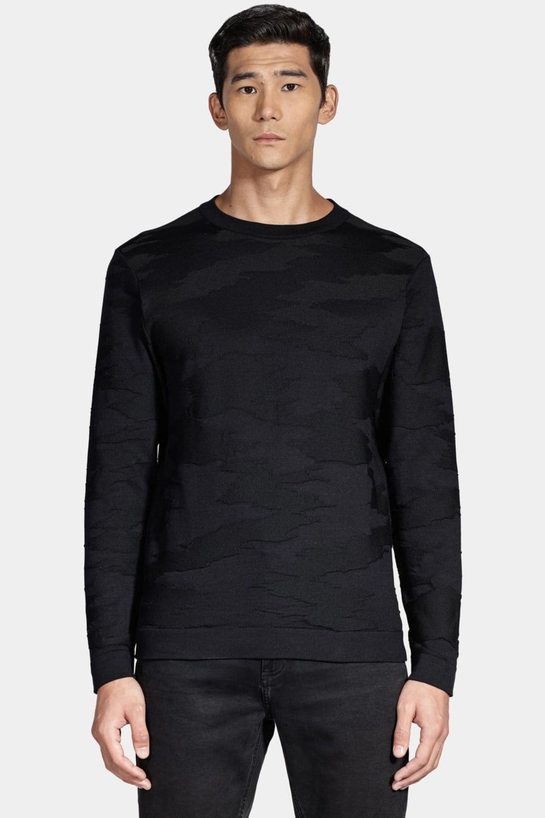 Tricot Aramis Manga Longa Jacquard Camuflado Preto